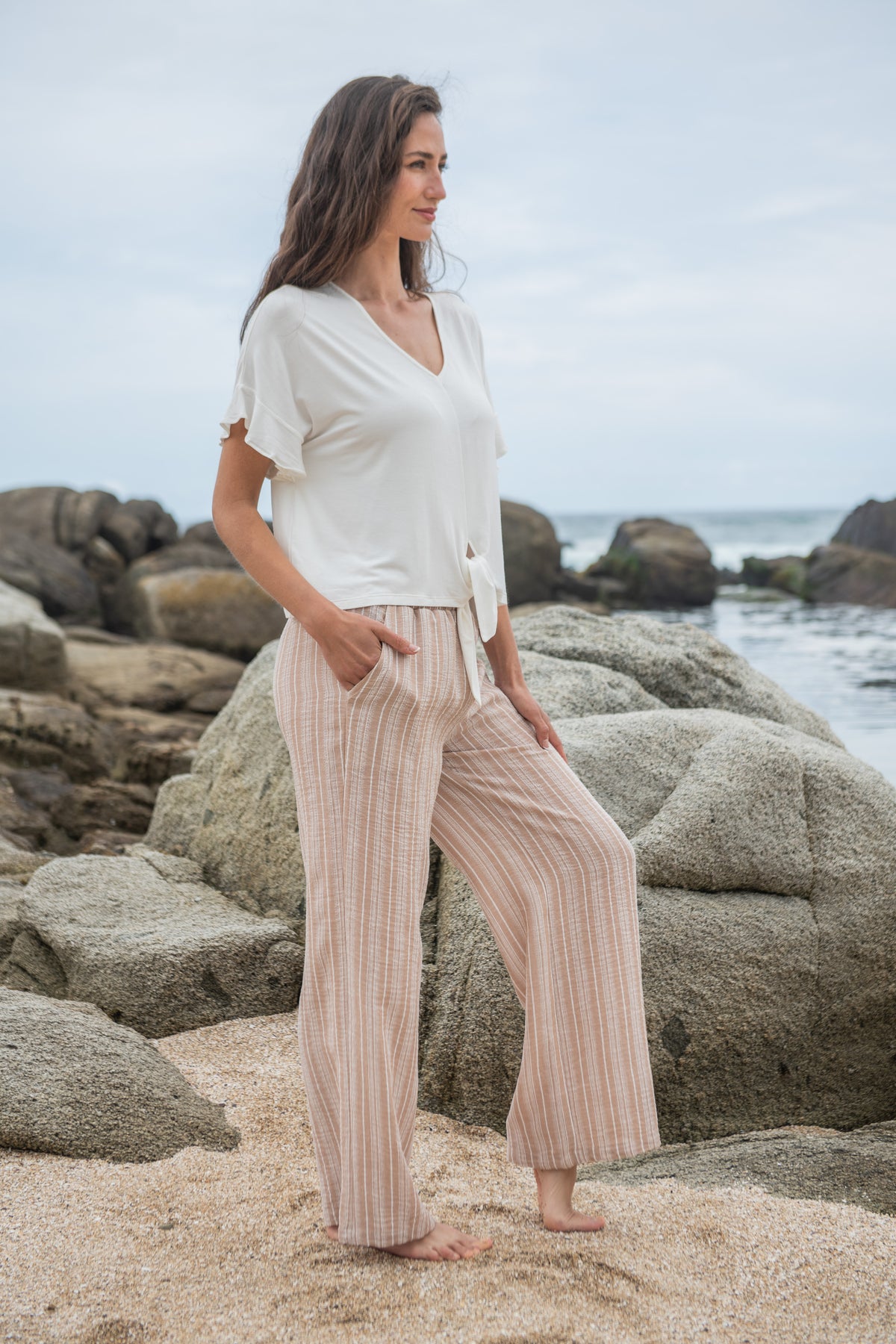 PANTALÓN RAYADO BEIGE