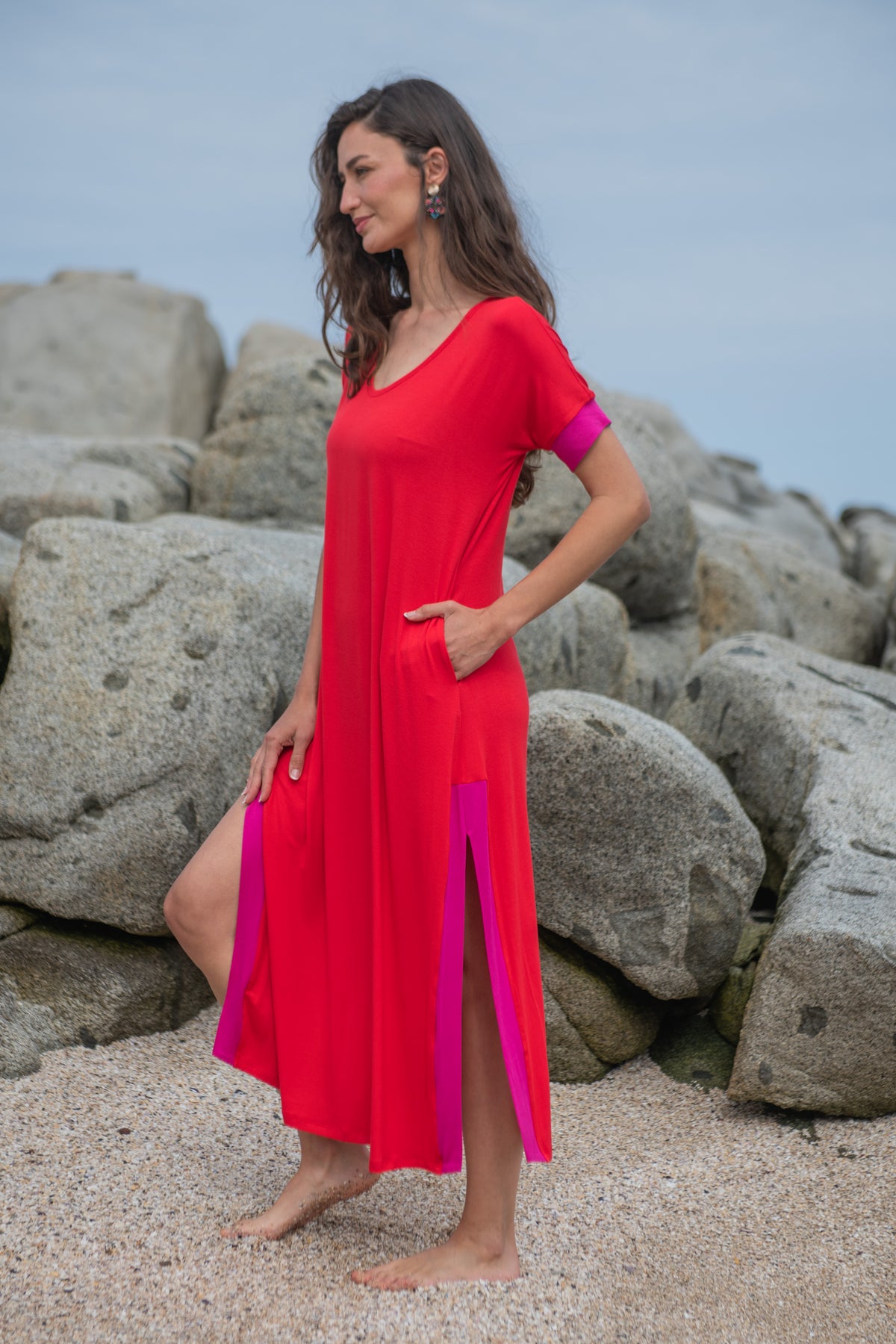 VESTIDO FLORIANAPOLIS 27 ROJO-FUCSIA