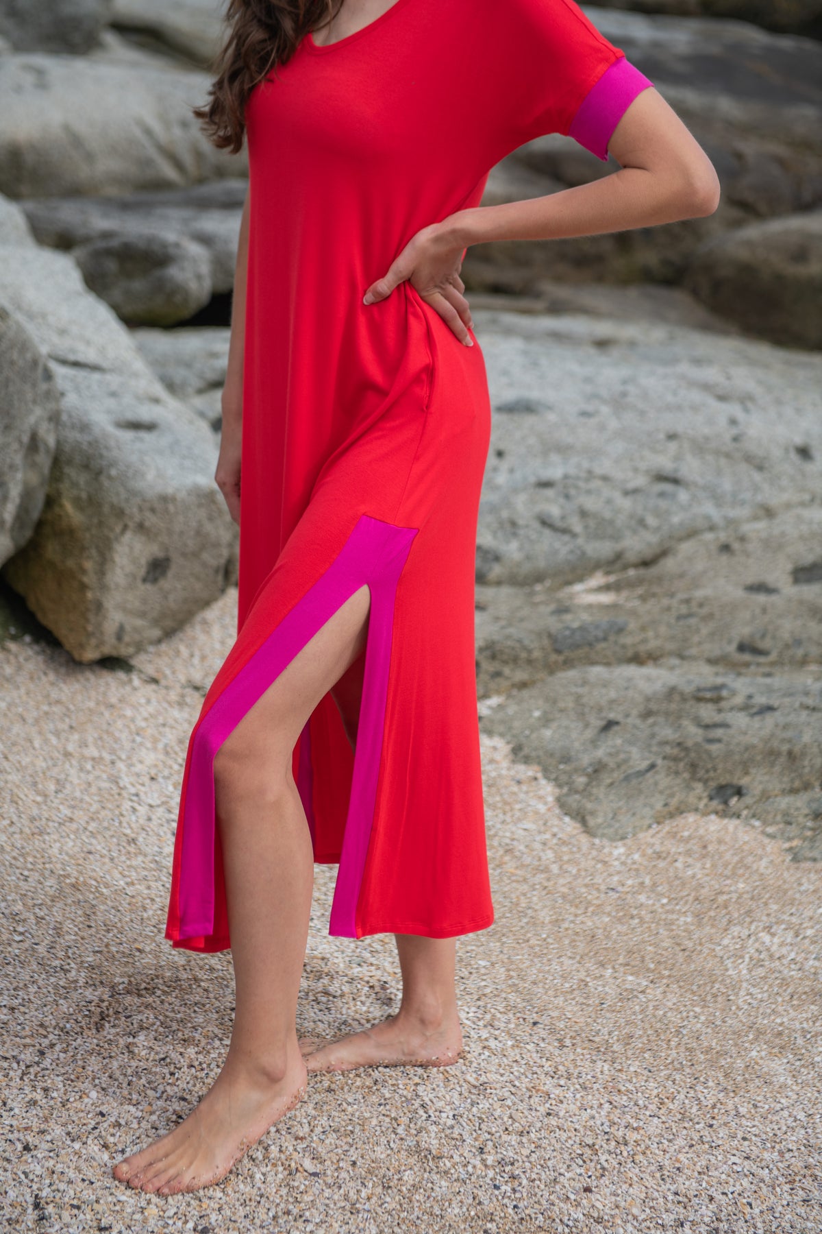 VESTIDO FLORIANAPOLIS 27 ROJO-FUCSIA