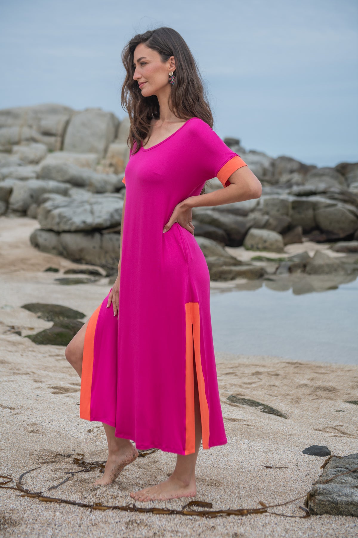 VESTIDO FLORIANAPOLIS 27 FUCSIA-NARANJO