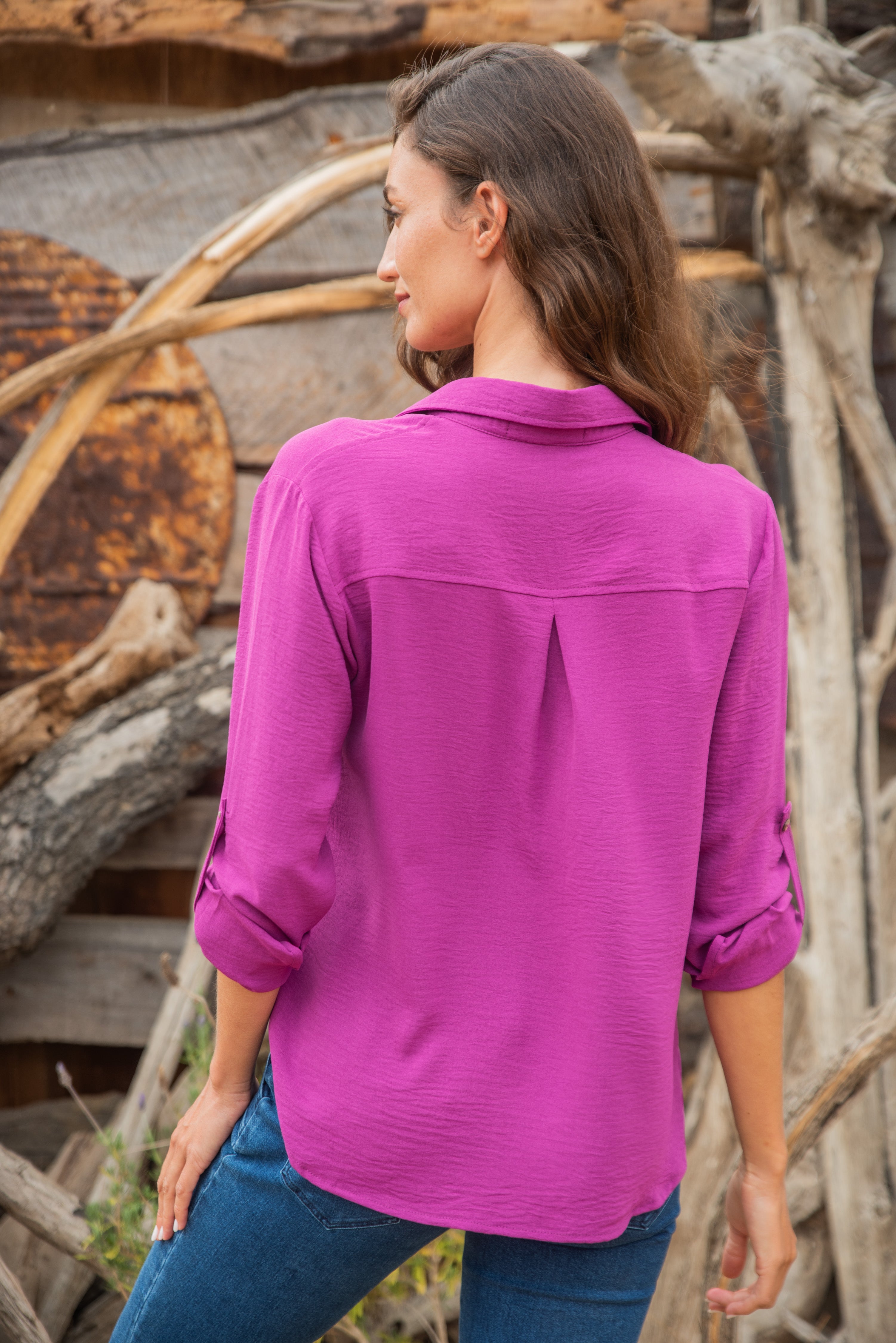 BLUSA BOLSILLO GUINDA