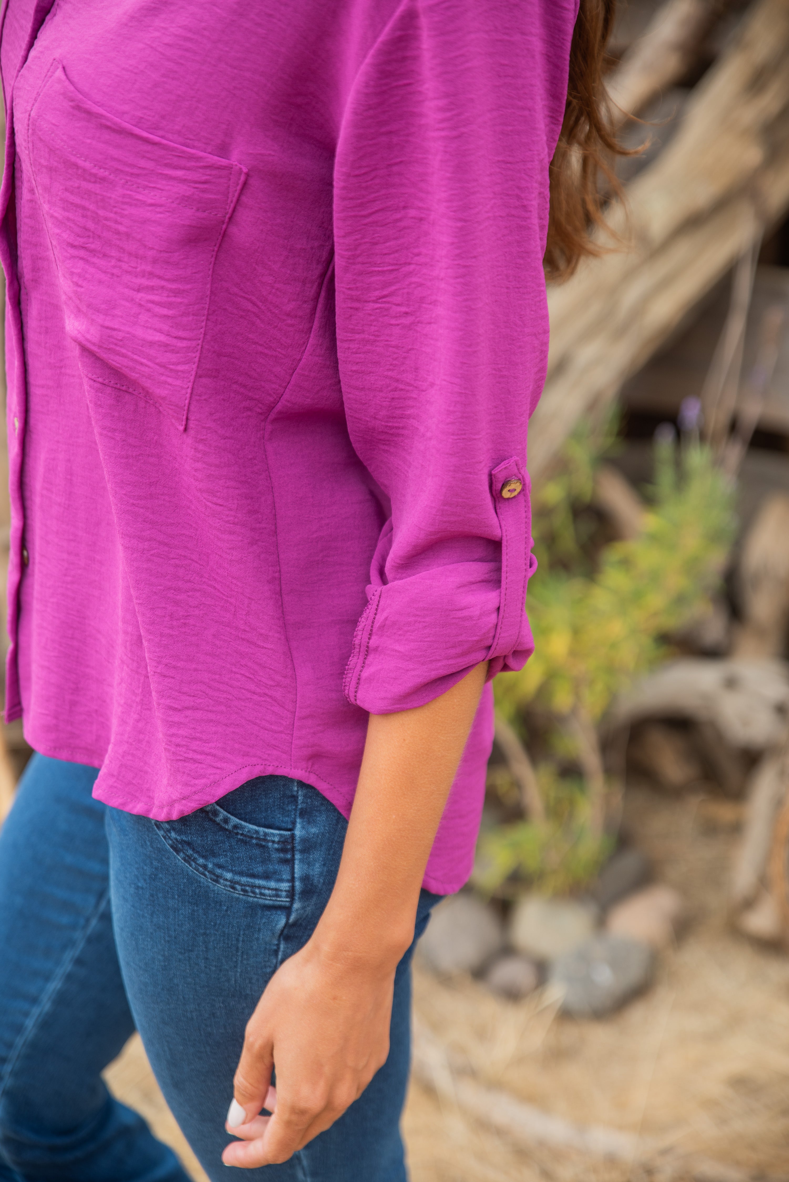 BLUSA BOLSILLO GUINDA