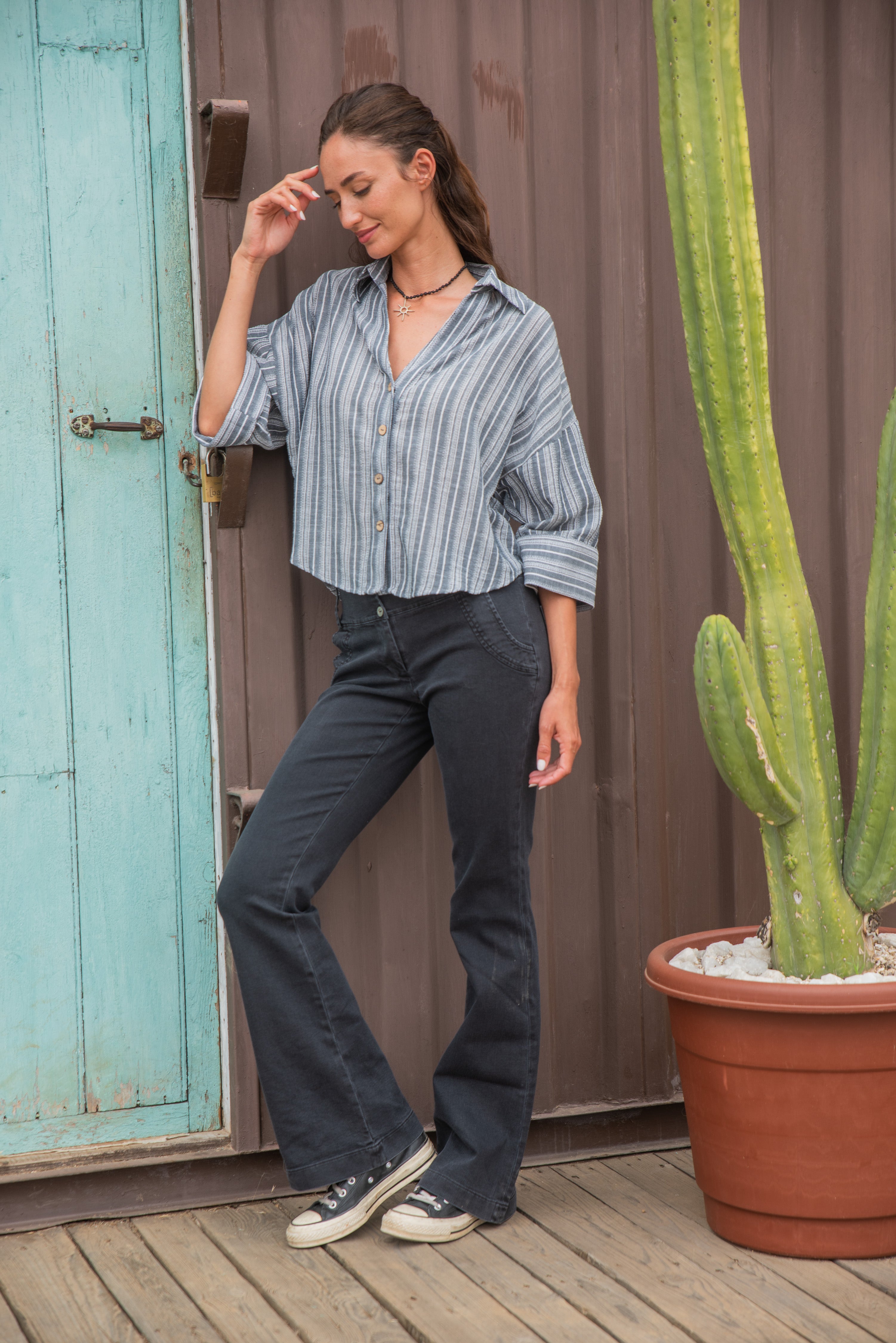 BLUSA SARA RAYADA NEGRA