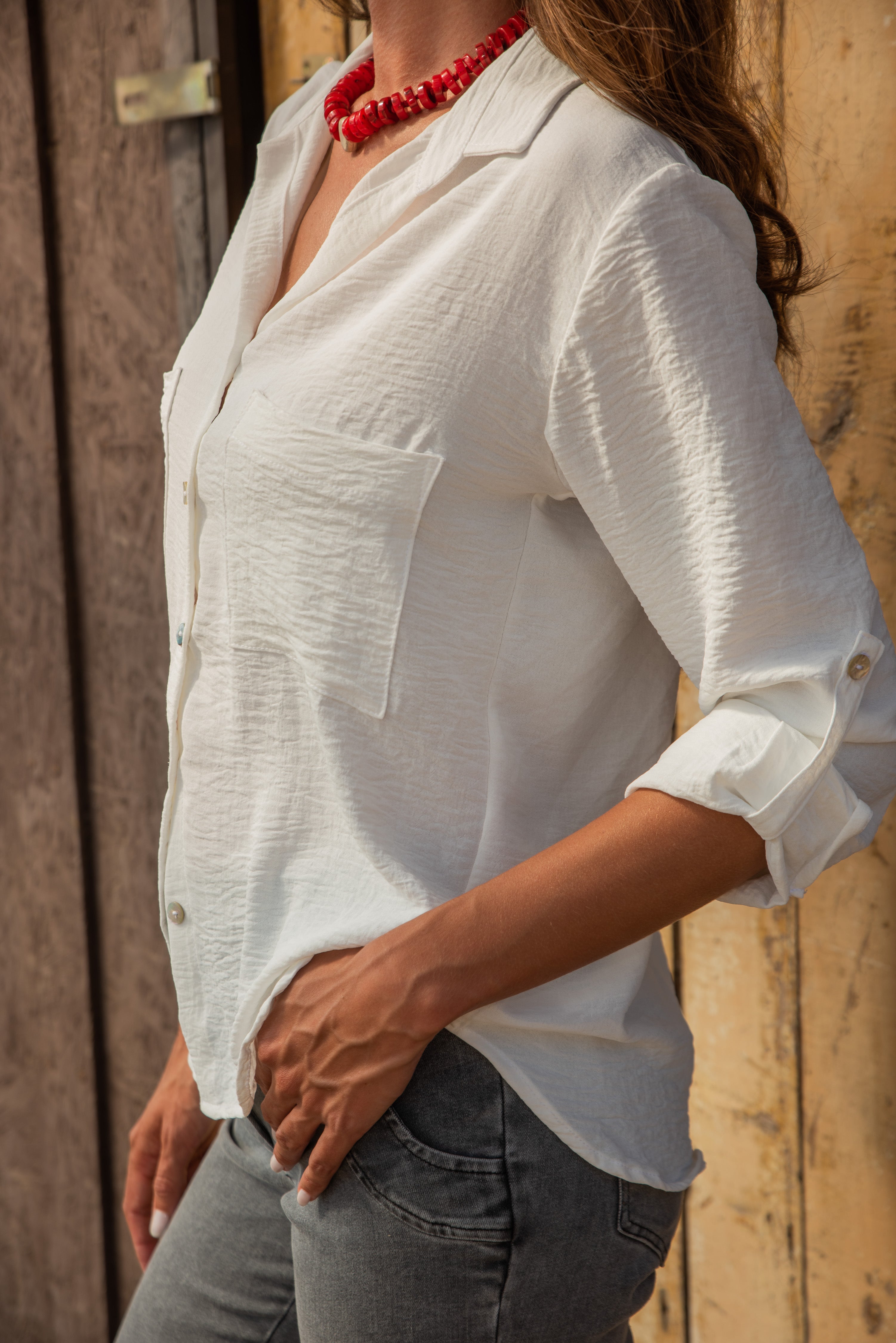 BLUSA BOLSILLO BLANCO