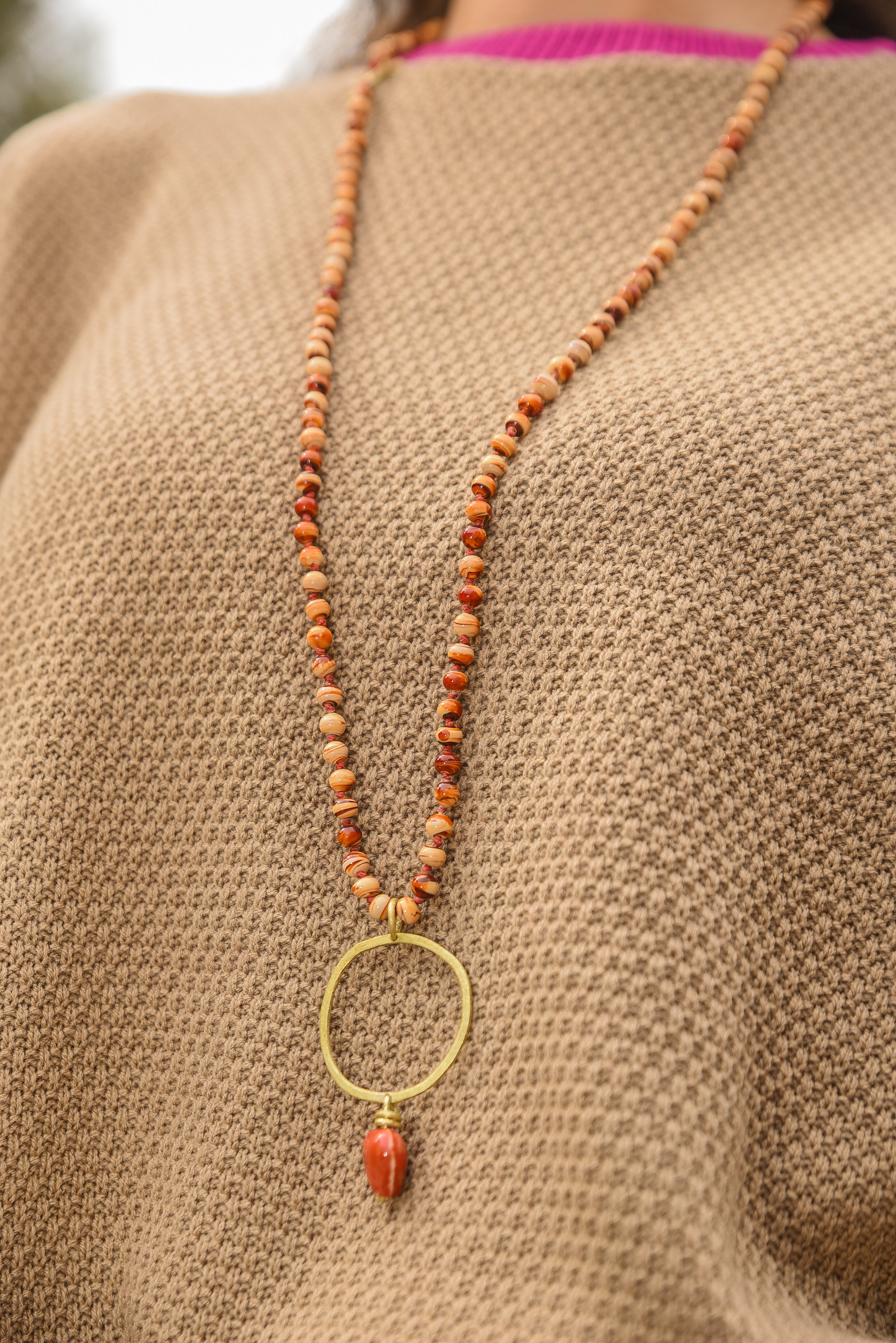 COLLAR PIEDRA COLGANTE BRONCE