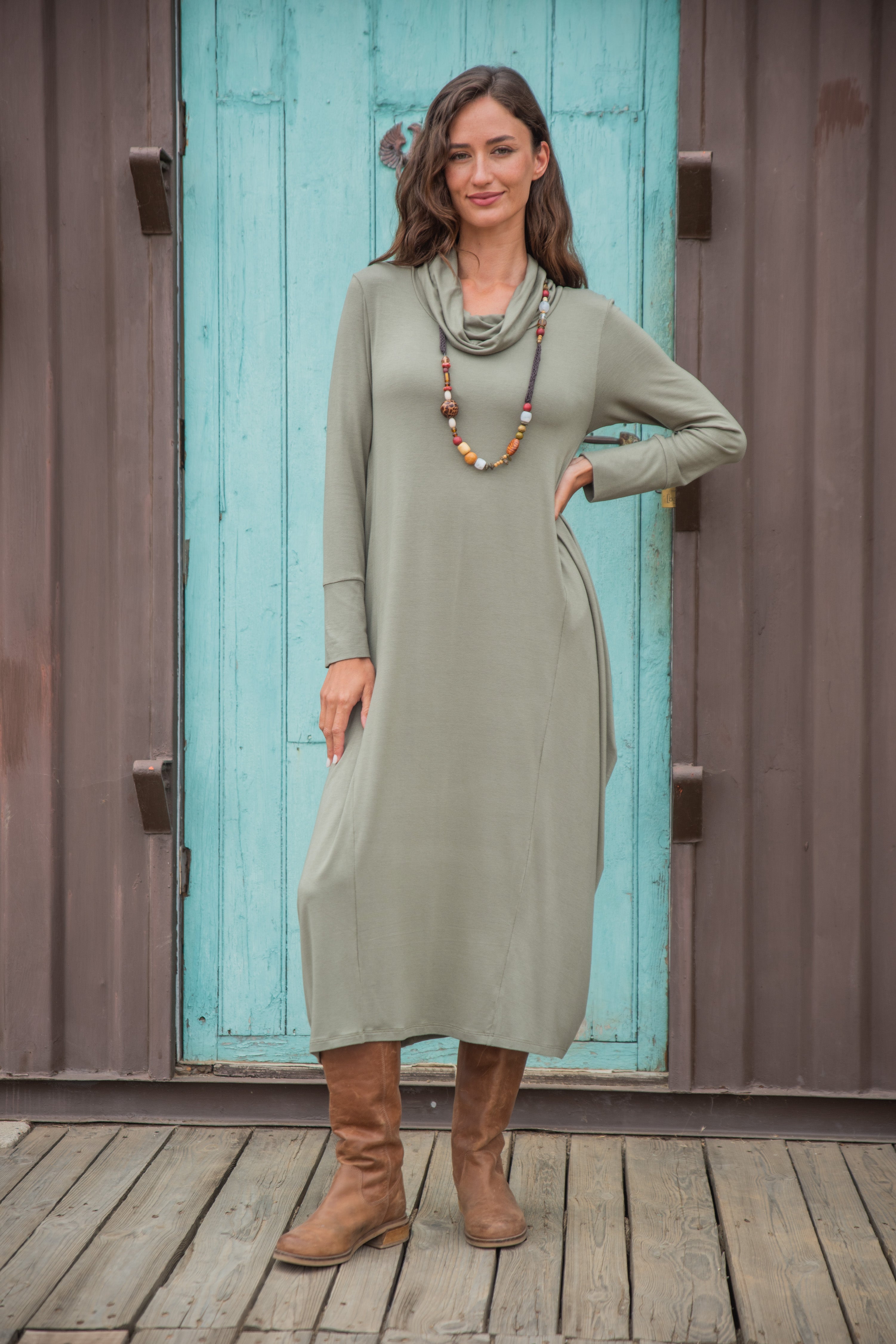 VESTIDO MURCIÉLAGO MUSGO