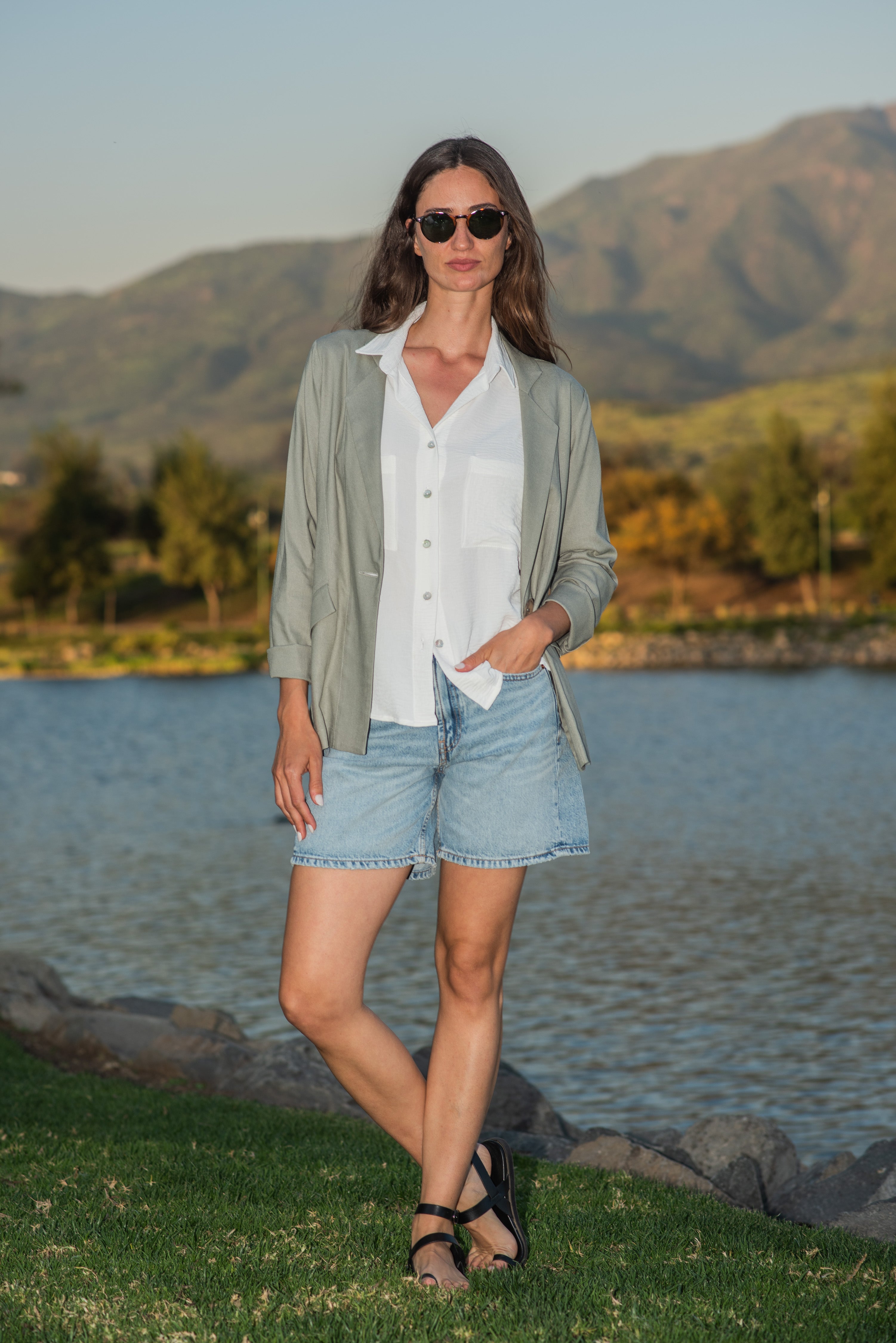 BLAZER LINO 1 BOTÓN OLIVA