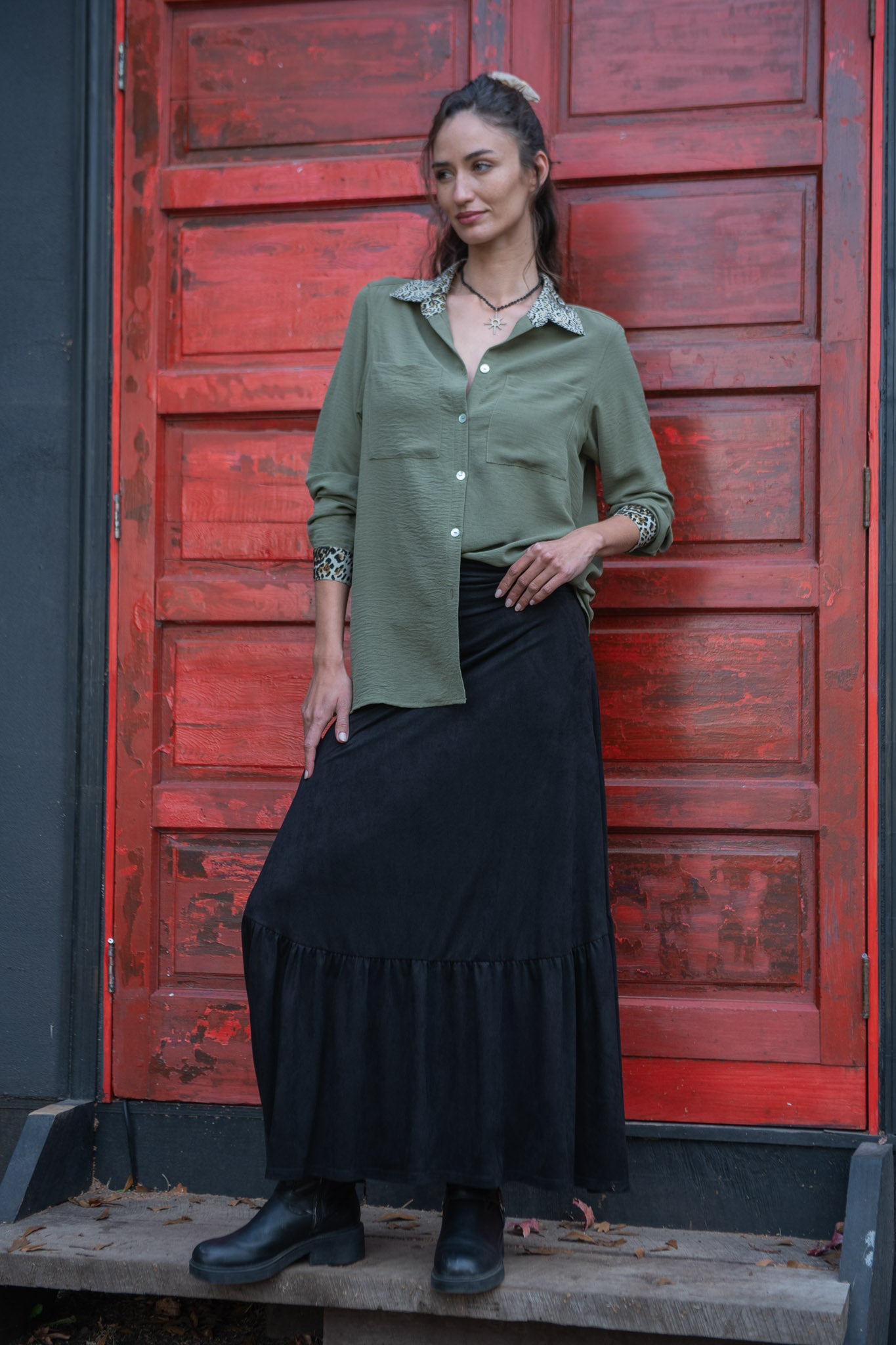 POLLERA GAMUZA NEGRA