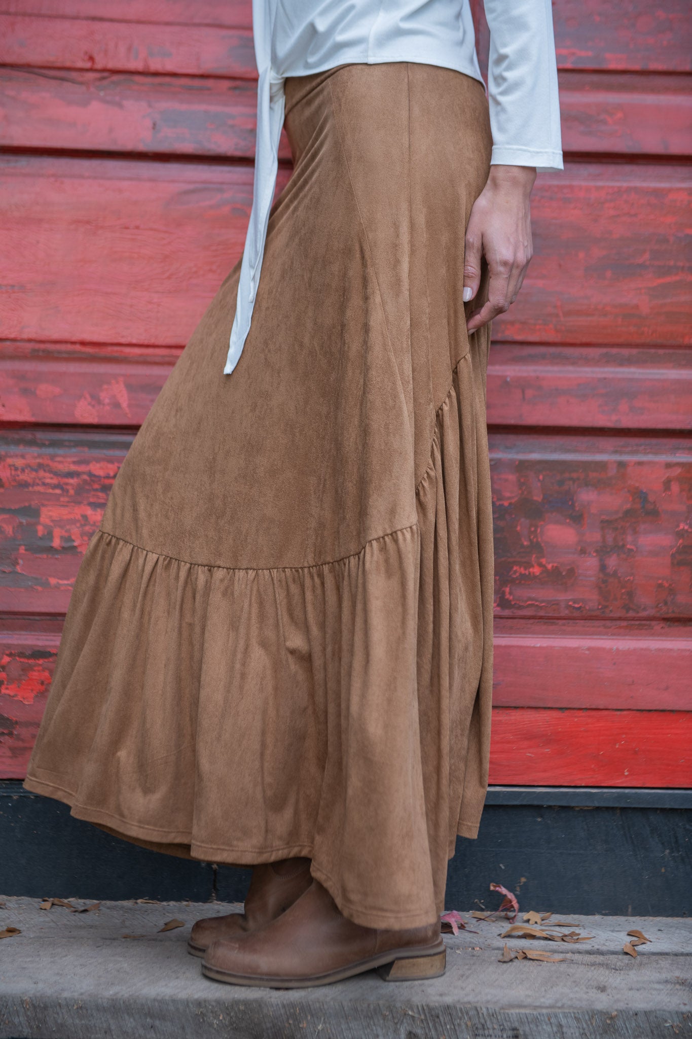 POLLERA GAMUZA CAMEL