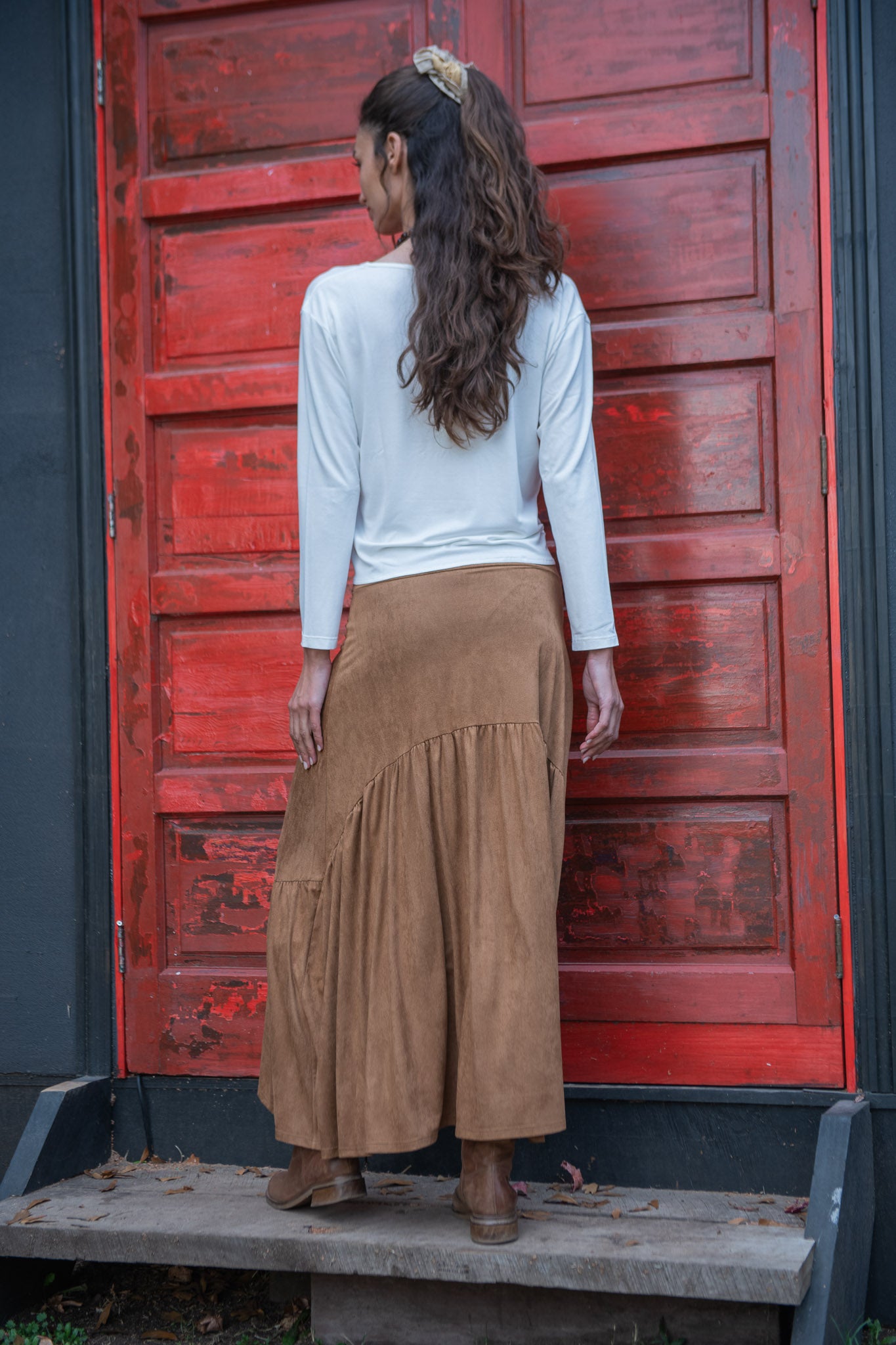 POLLERA GAMUZA CAMEL