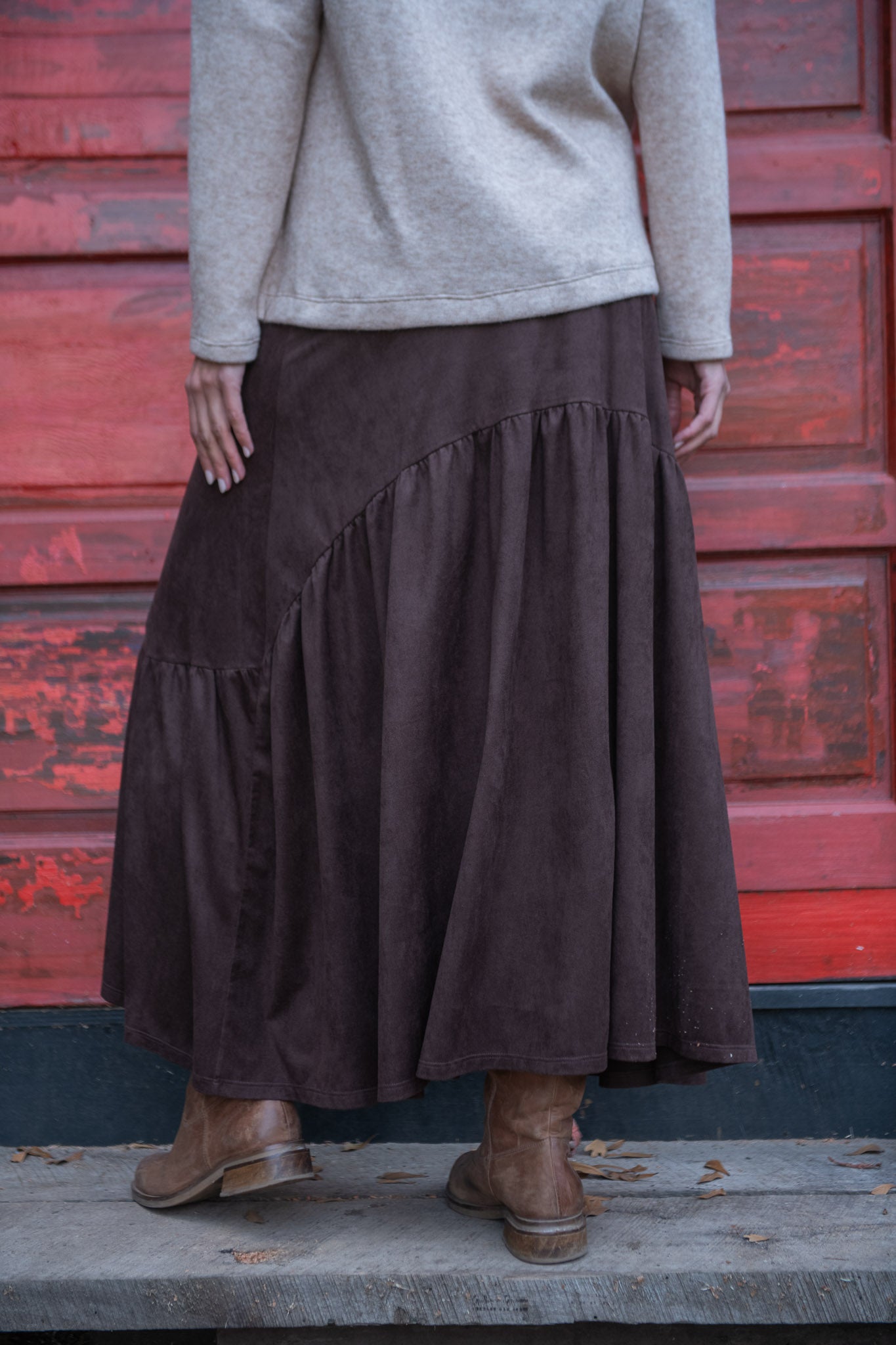POLLERA GAMUZA CAFÉ