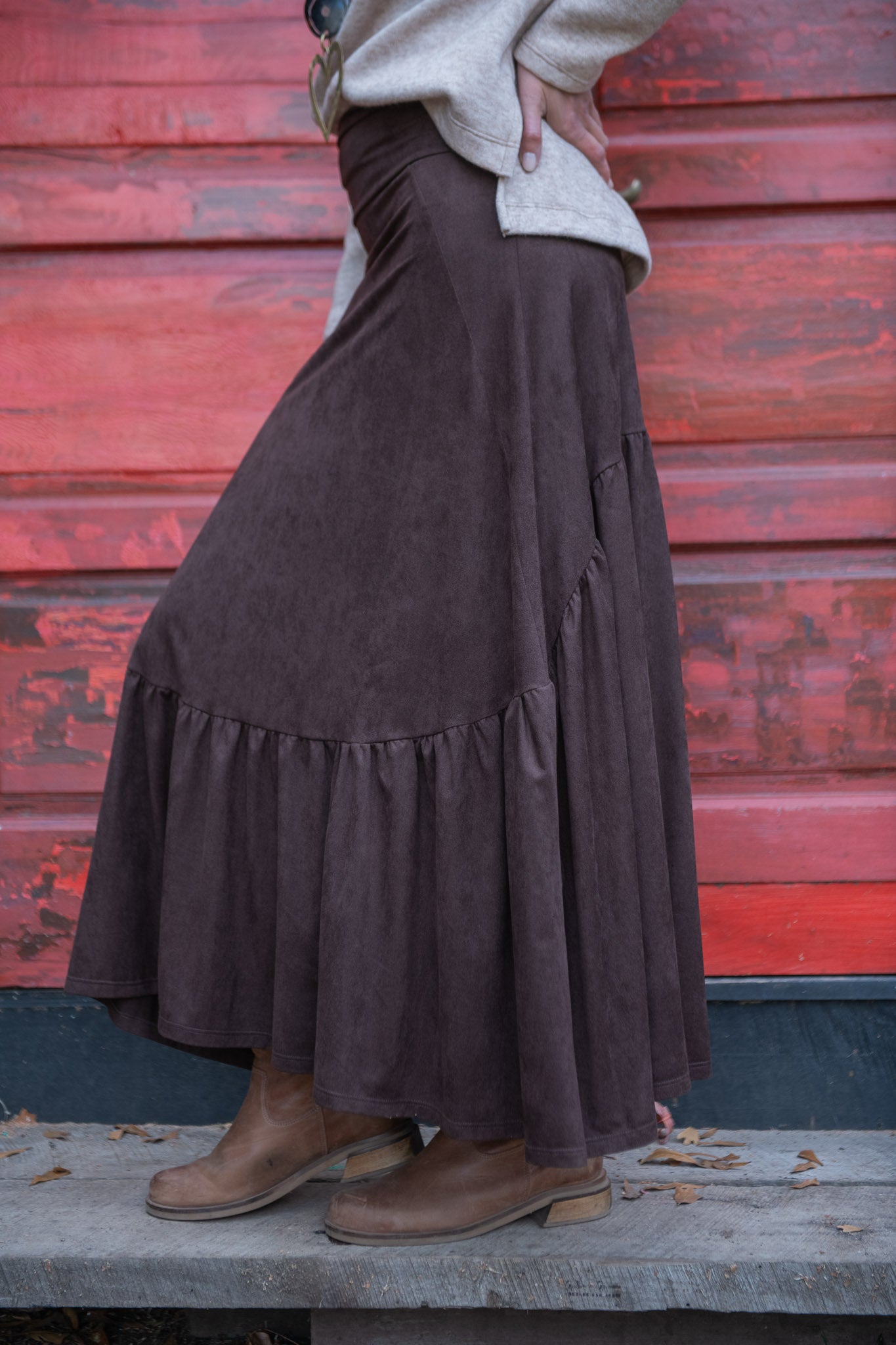 POLLERA GAMUZA CAFÉ