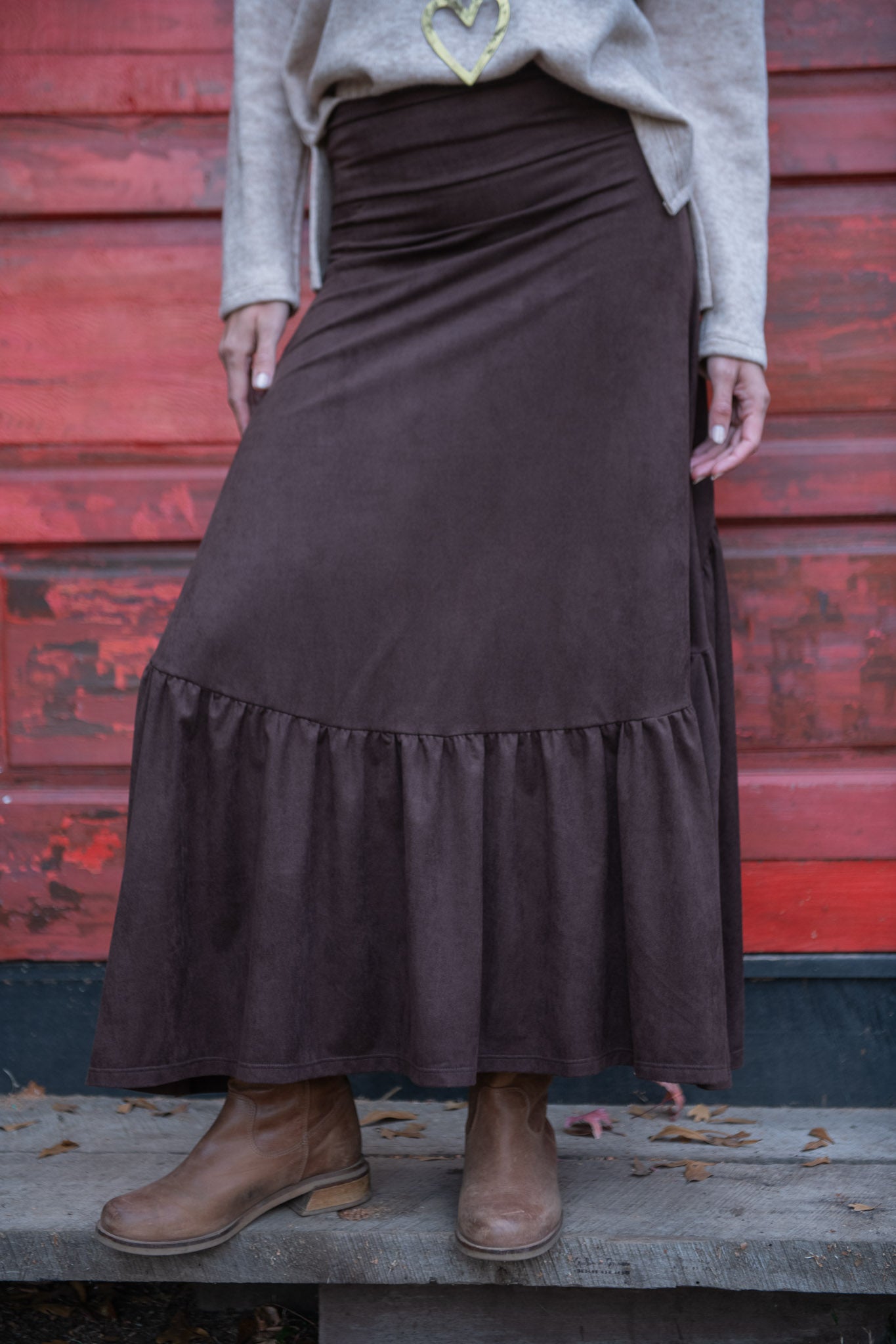 POLLERA GAMUZA CAFÉ