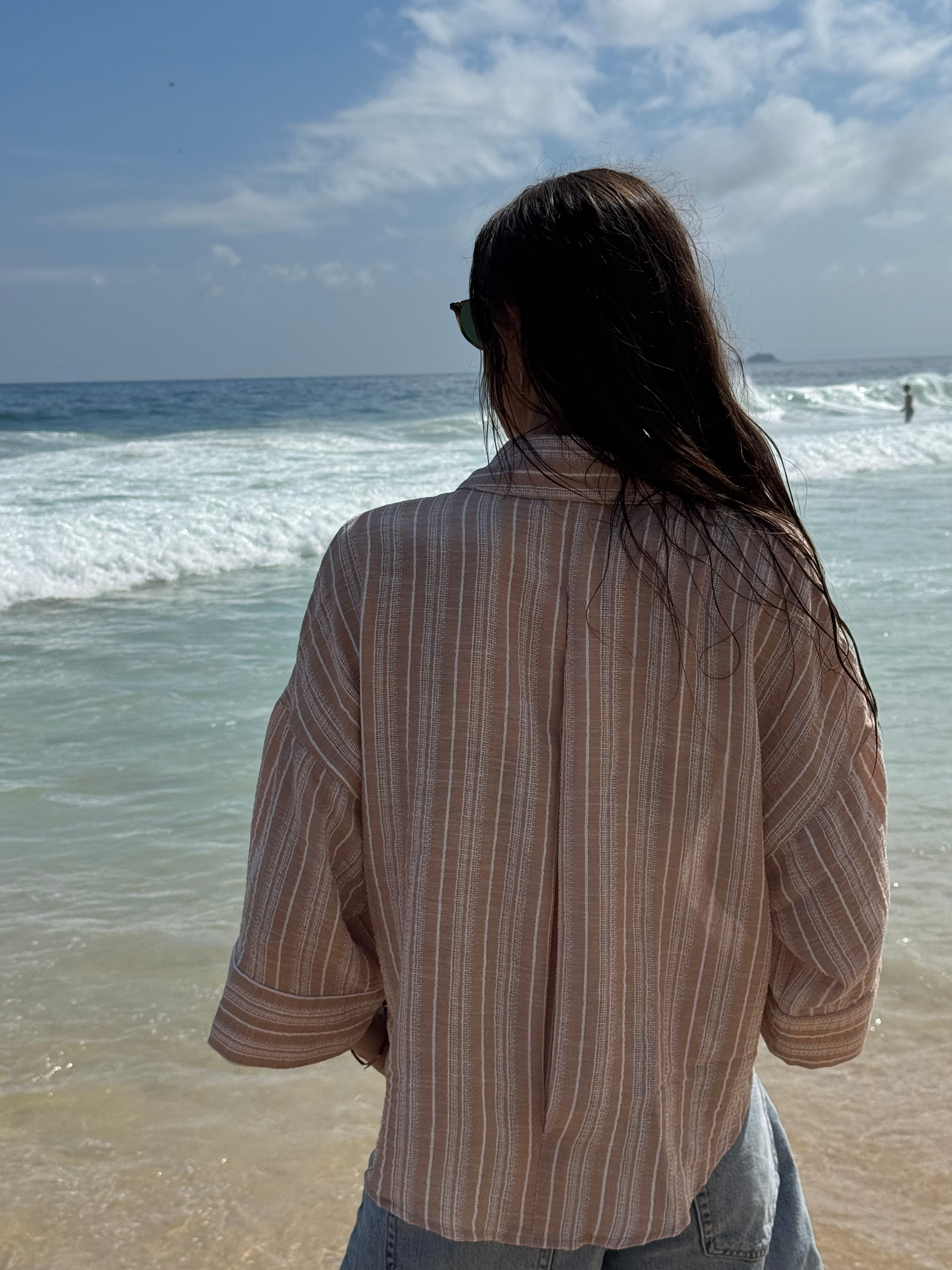 BLUSA SARA RAYADA BEIGE