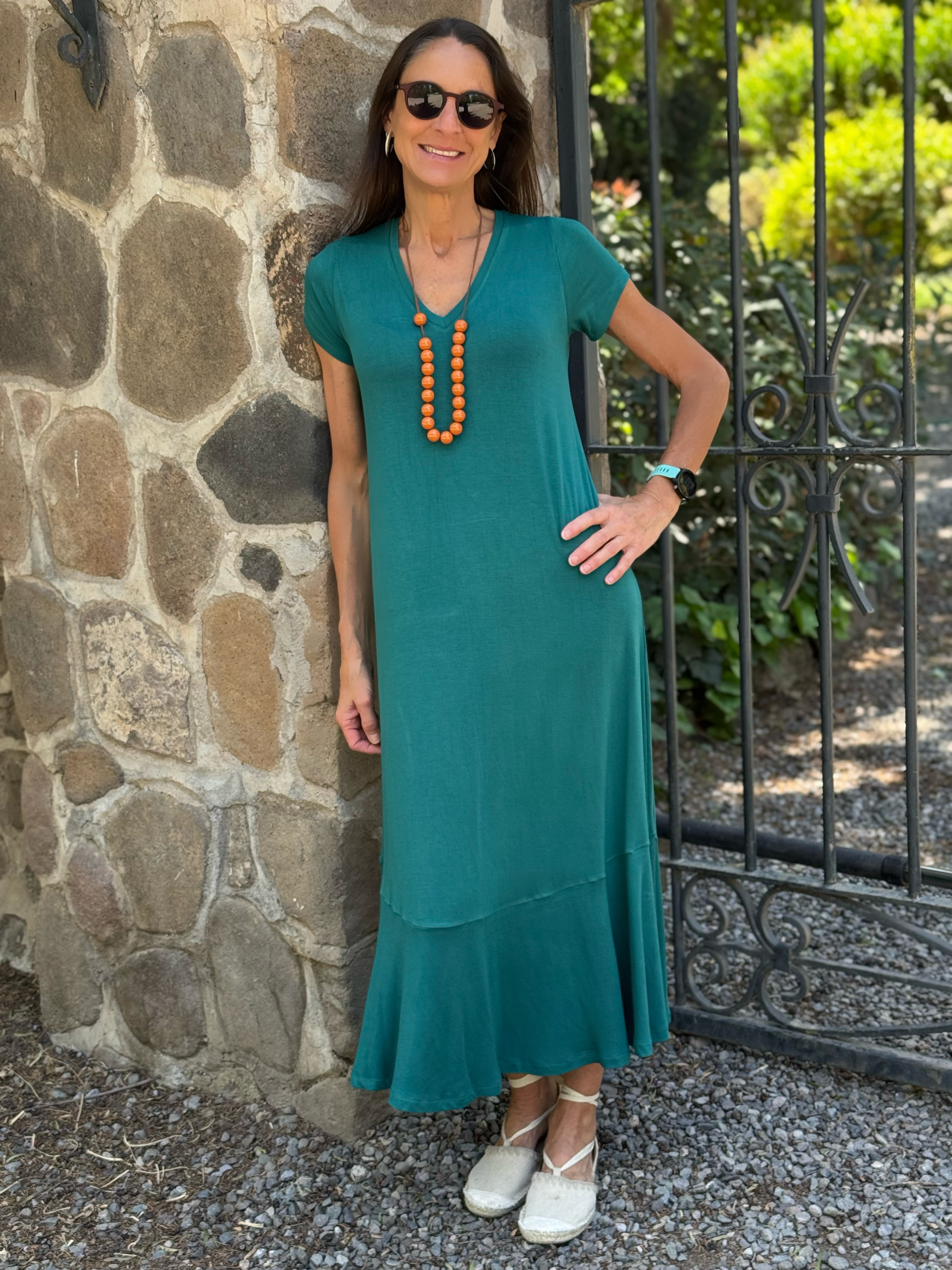 VESTIDO LUISA MANGA CORTA PETRÓLEO