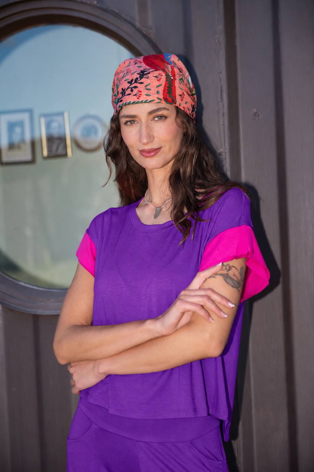 POLERA MANGA BICOLOR ALGODÓN