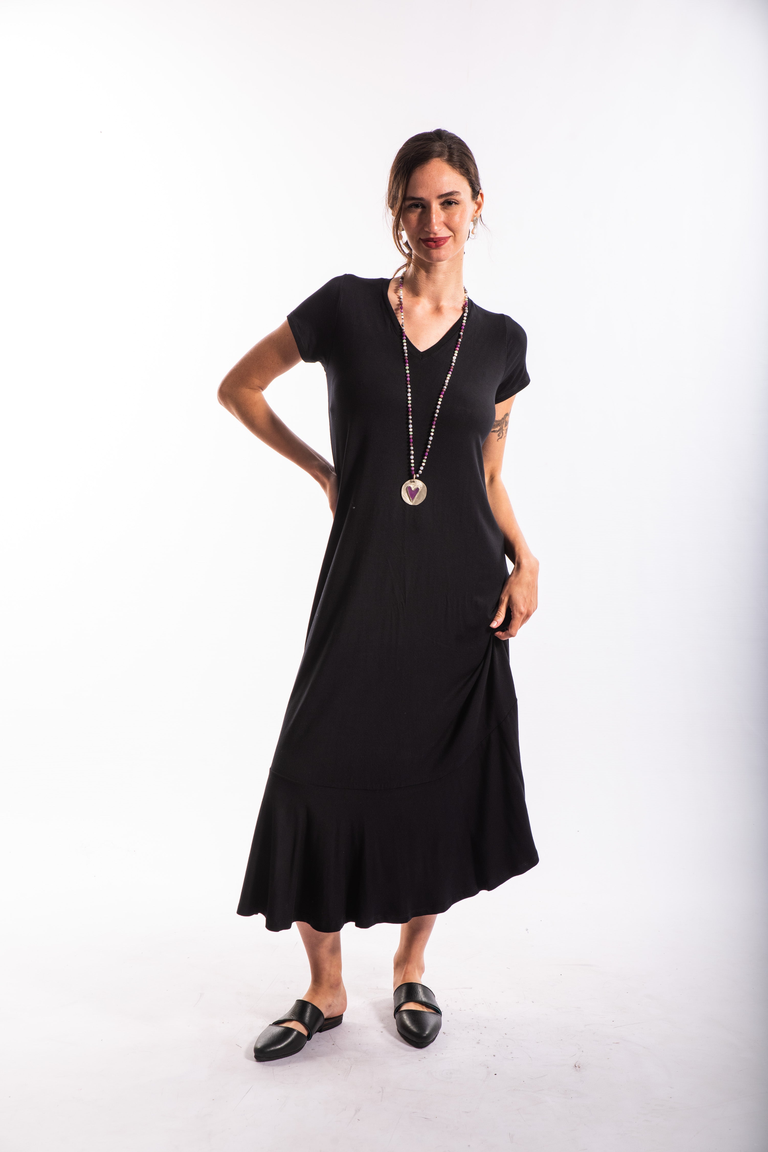 VESTIDO LUISA MANGA CORTA NEGRO