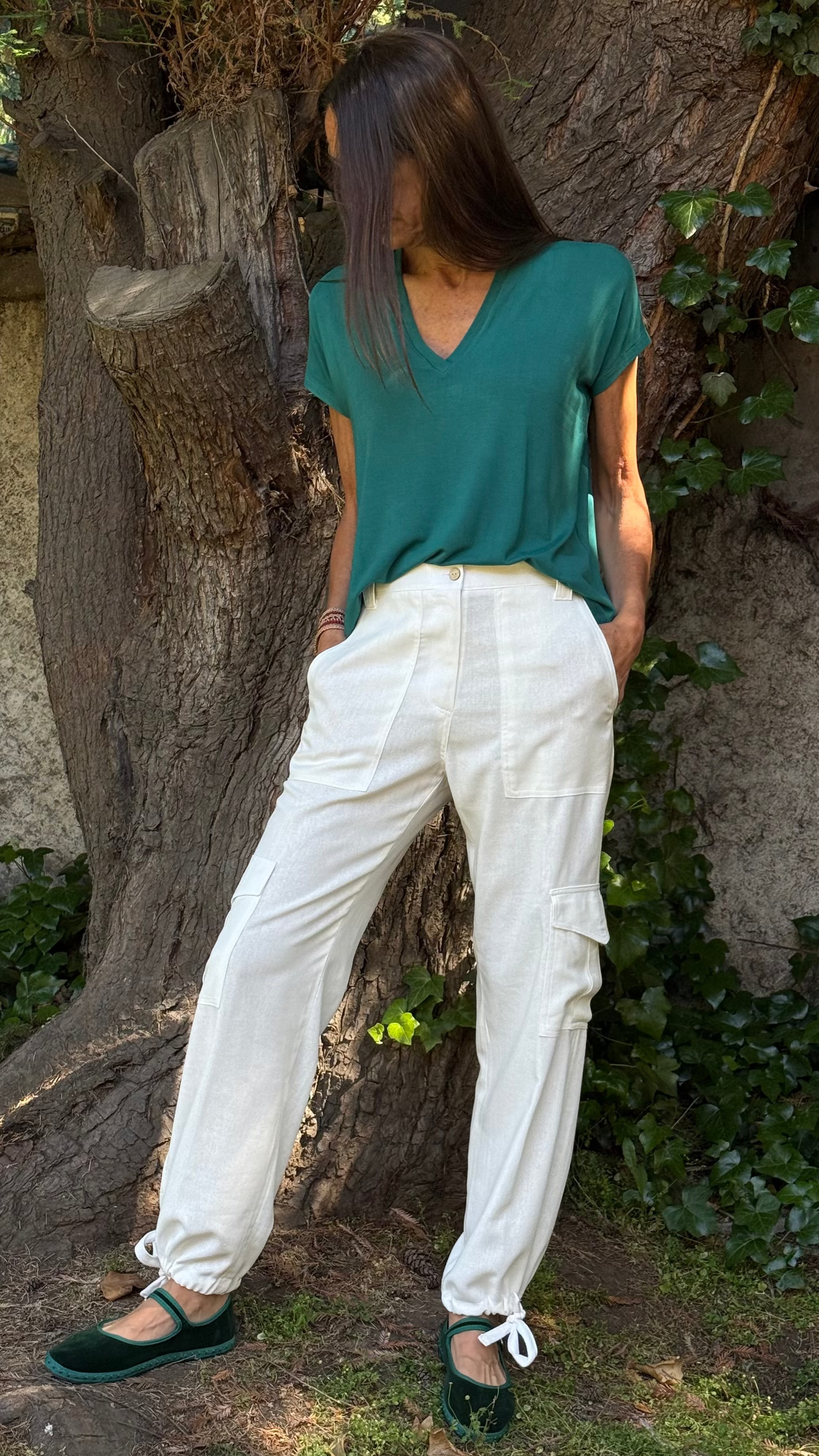 PANTALÓN LINO CARGO CRUDO