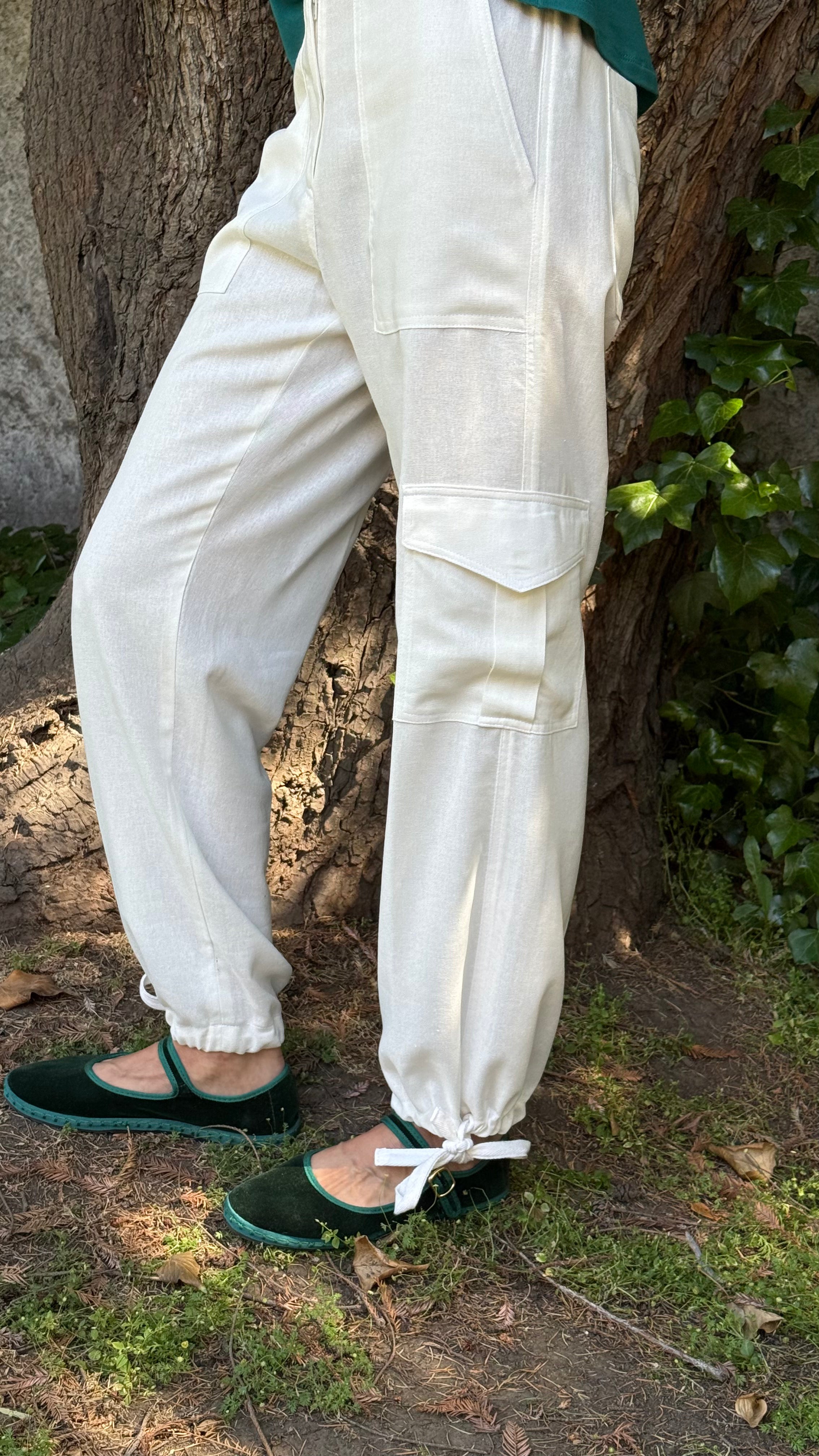PANTALÓN LINO CARGO CRUDO