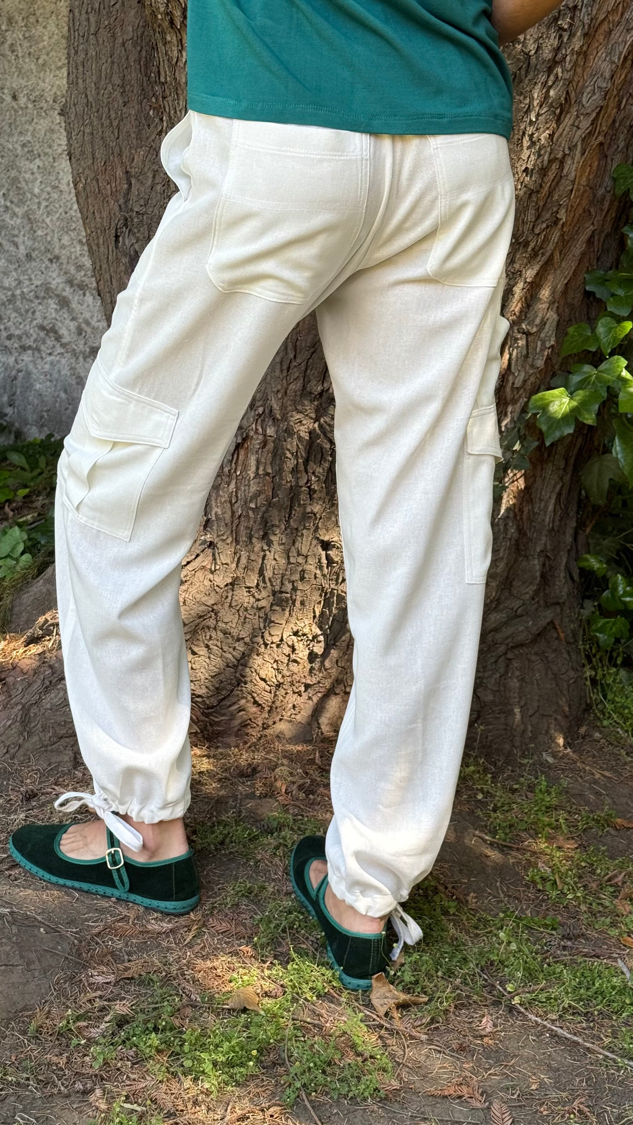 PANTALÓN LINO CARGO CRUDO