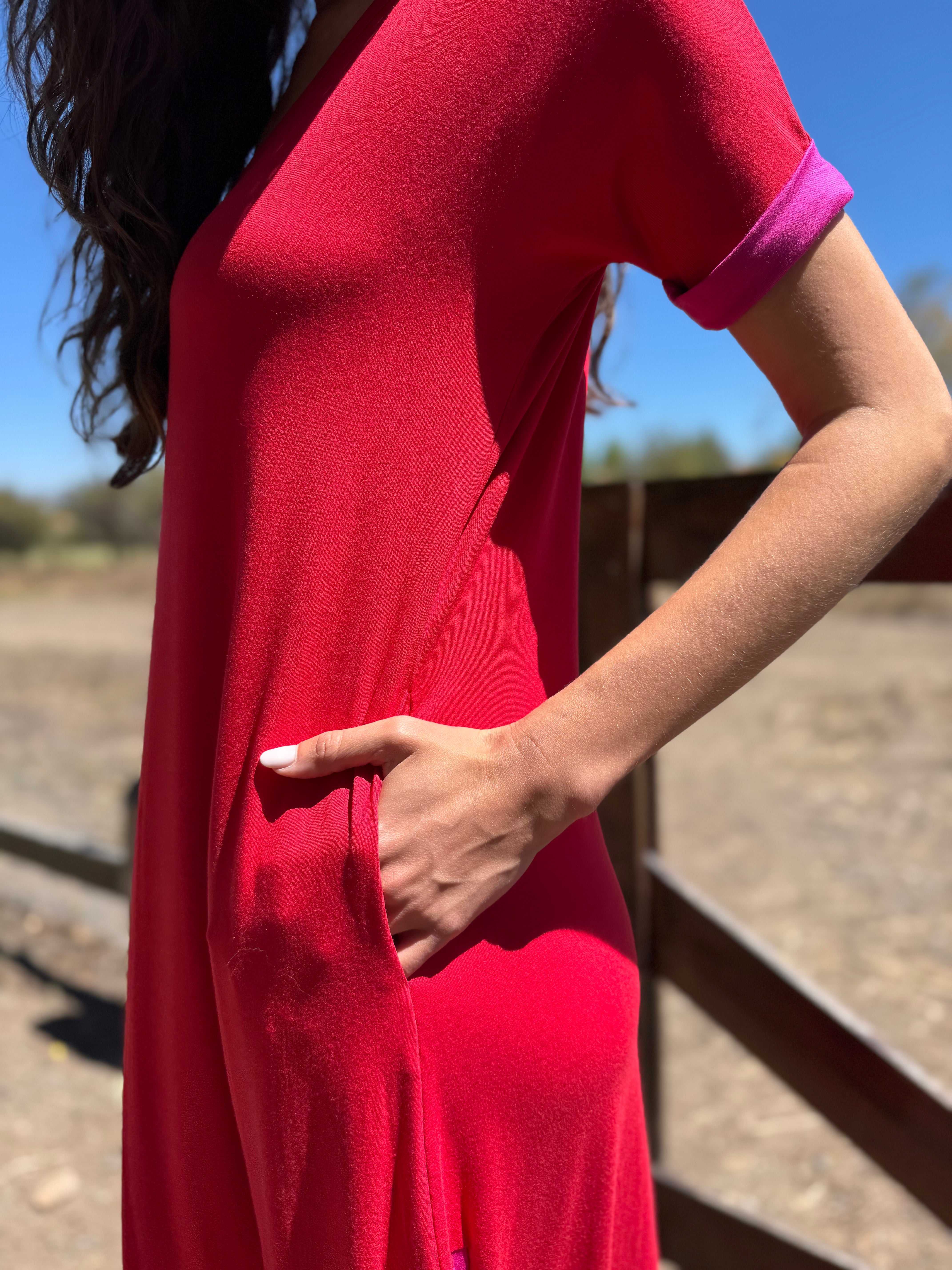 VESTIDO FLORIANÁPOLIS ROJO FUCSIA