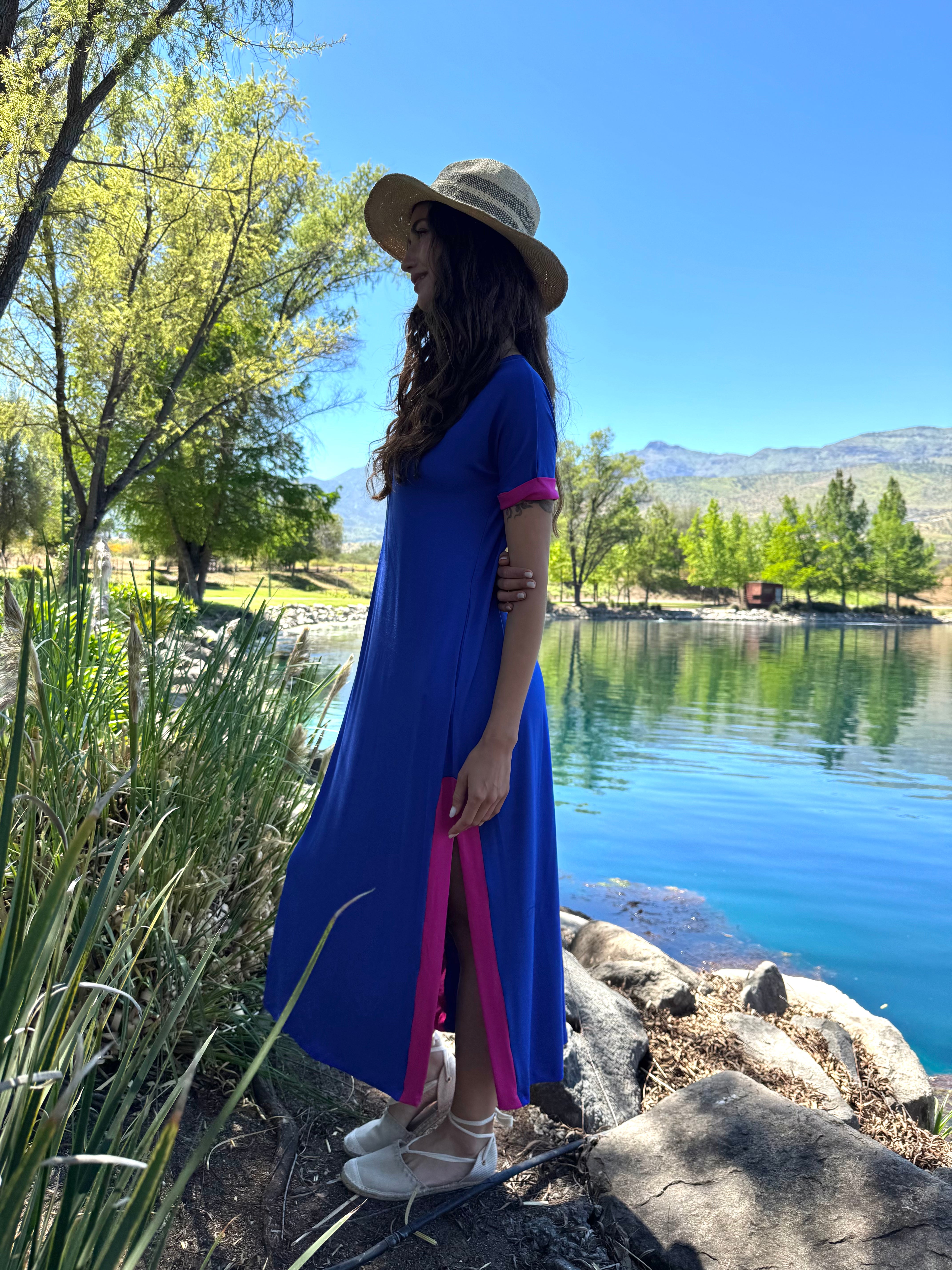 VESTIDO FLORIANÁPOLIS AZUL FUCSIA