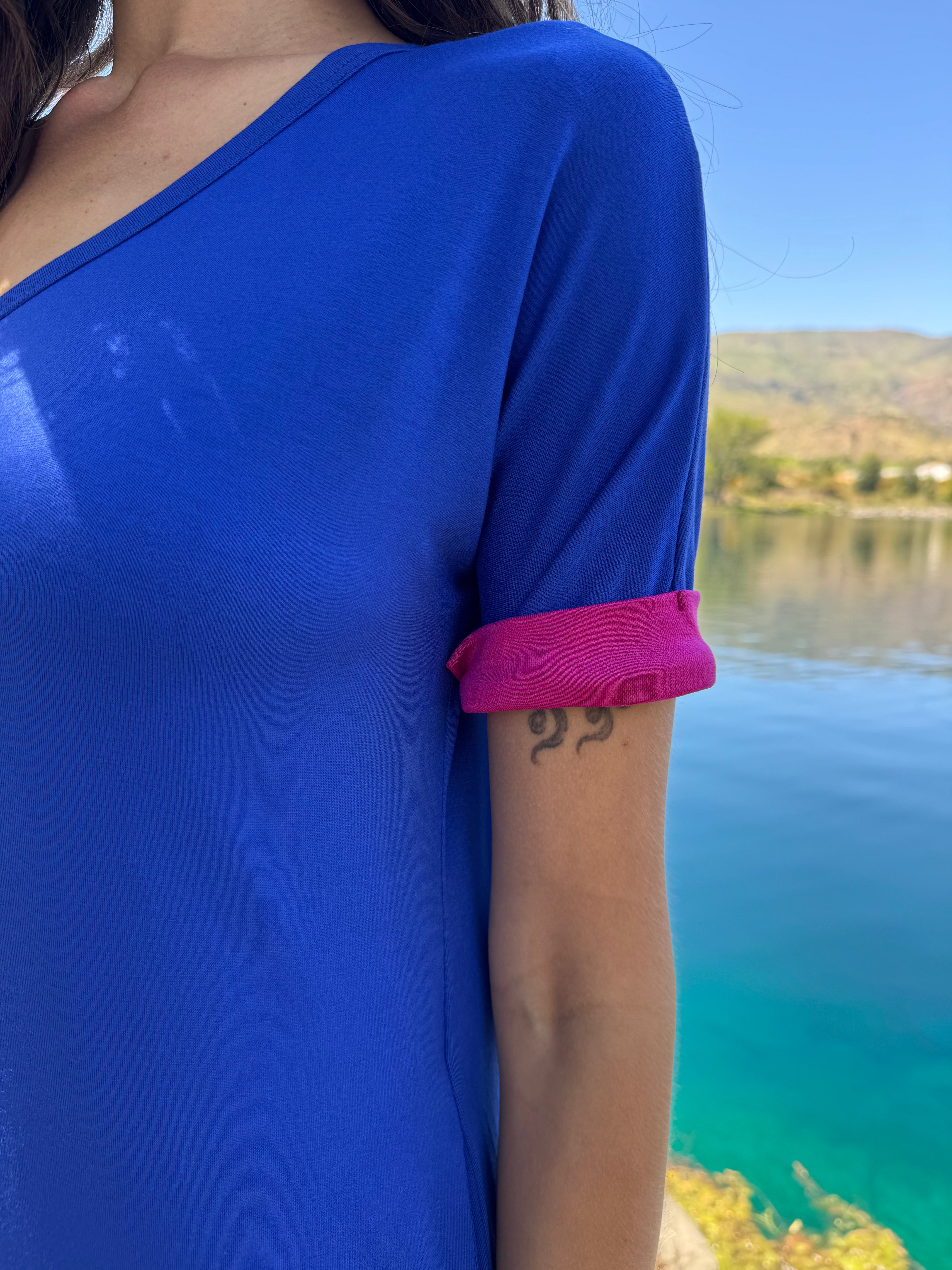 VESTIDO FLORIANÁPOLIS AZUL FUCSIA