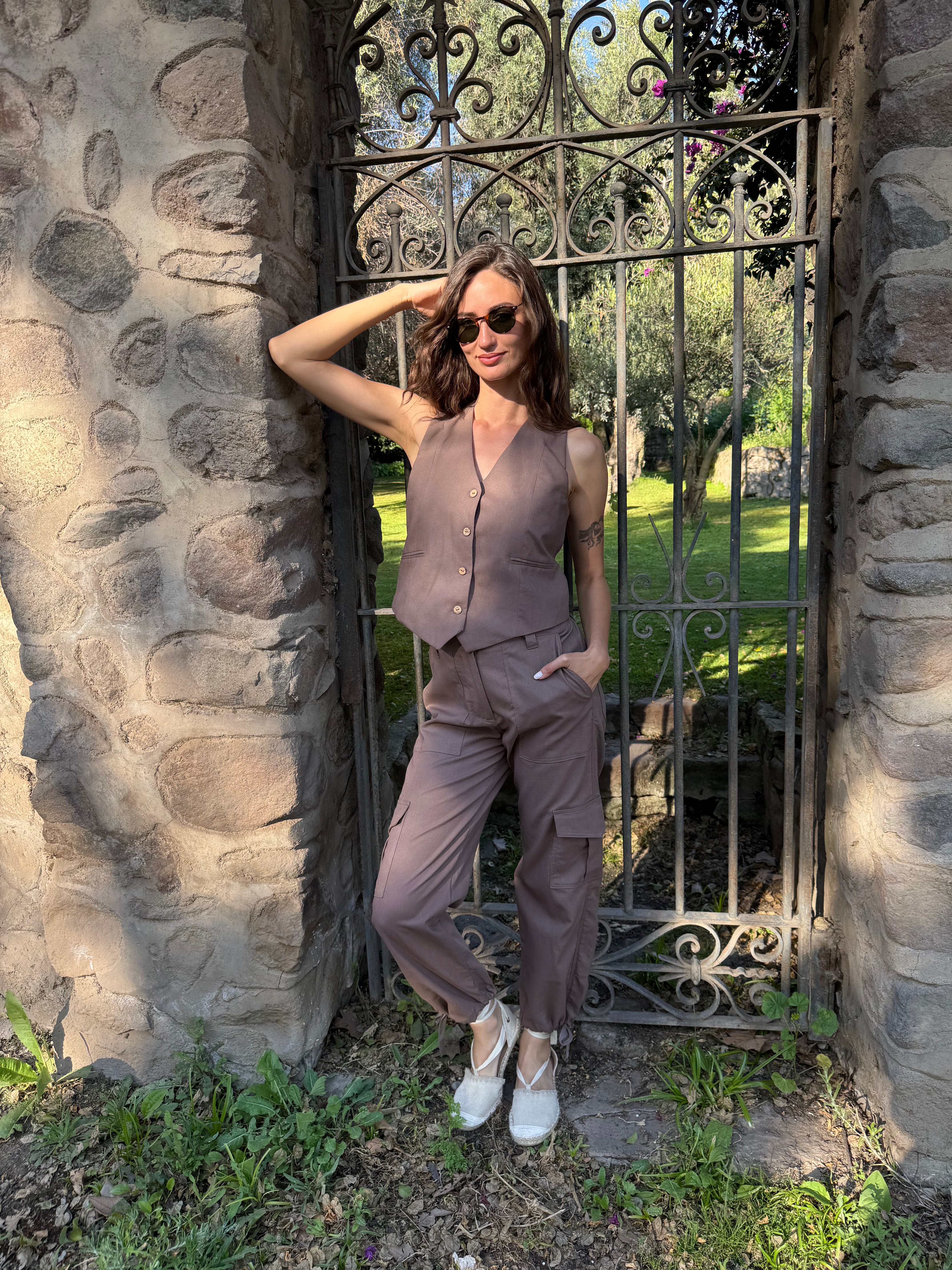 PANTALÓN LINO CARGO HÁBANO