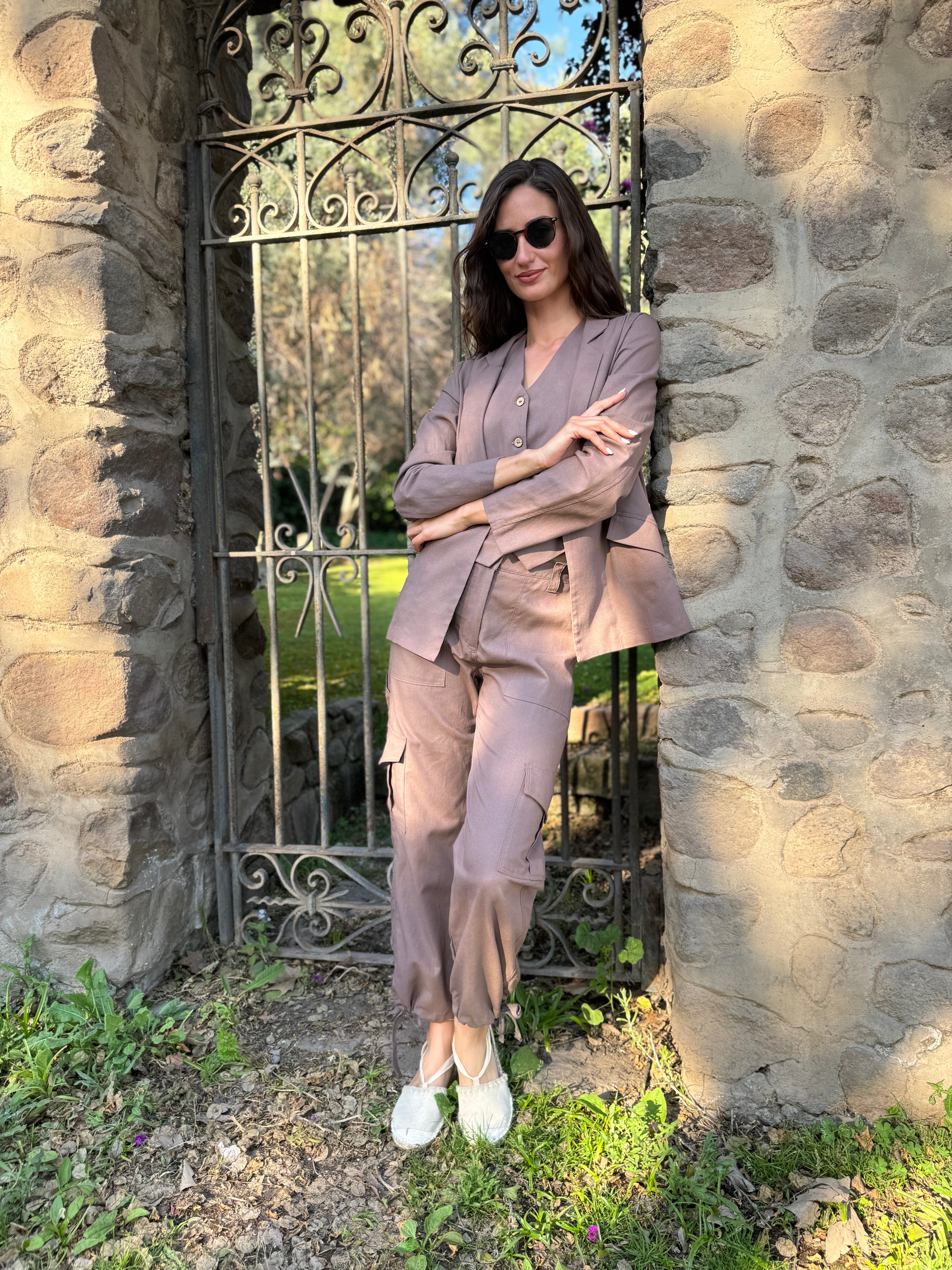 PANTALÓN LINO CARGO HÁBANO