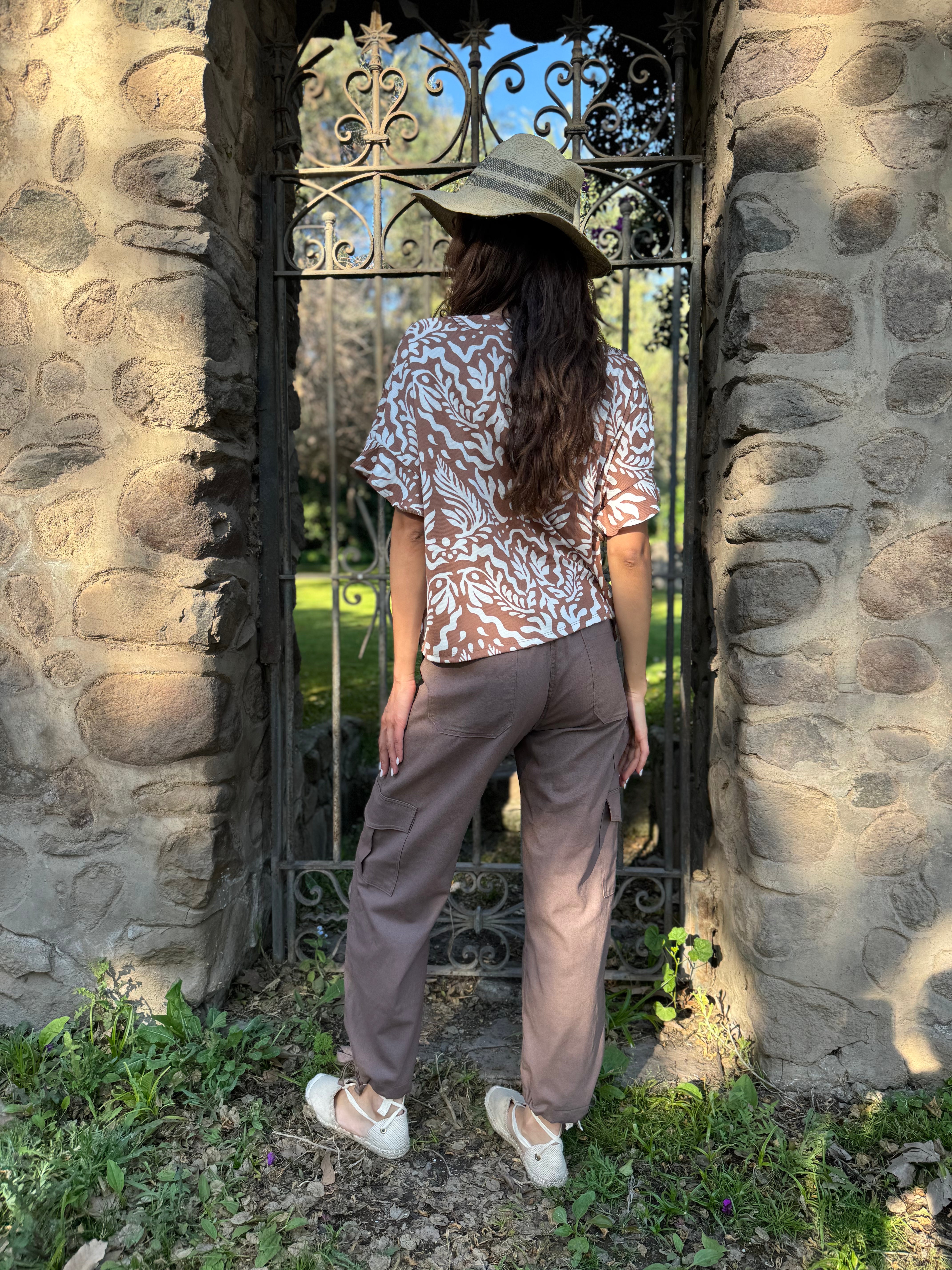 PANTALÓN LINO CARGO HÁBANO