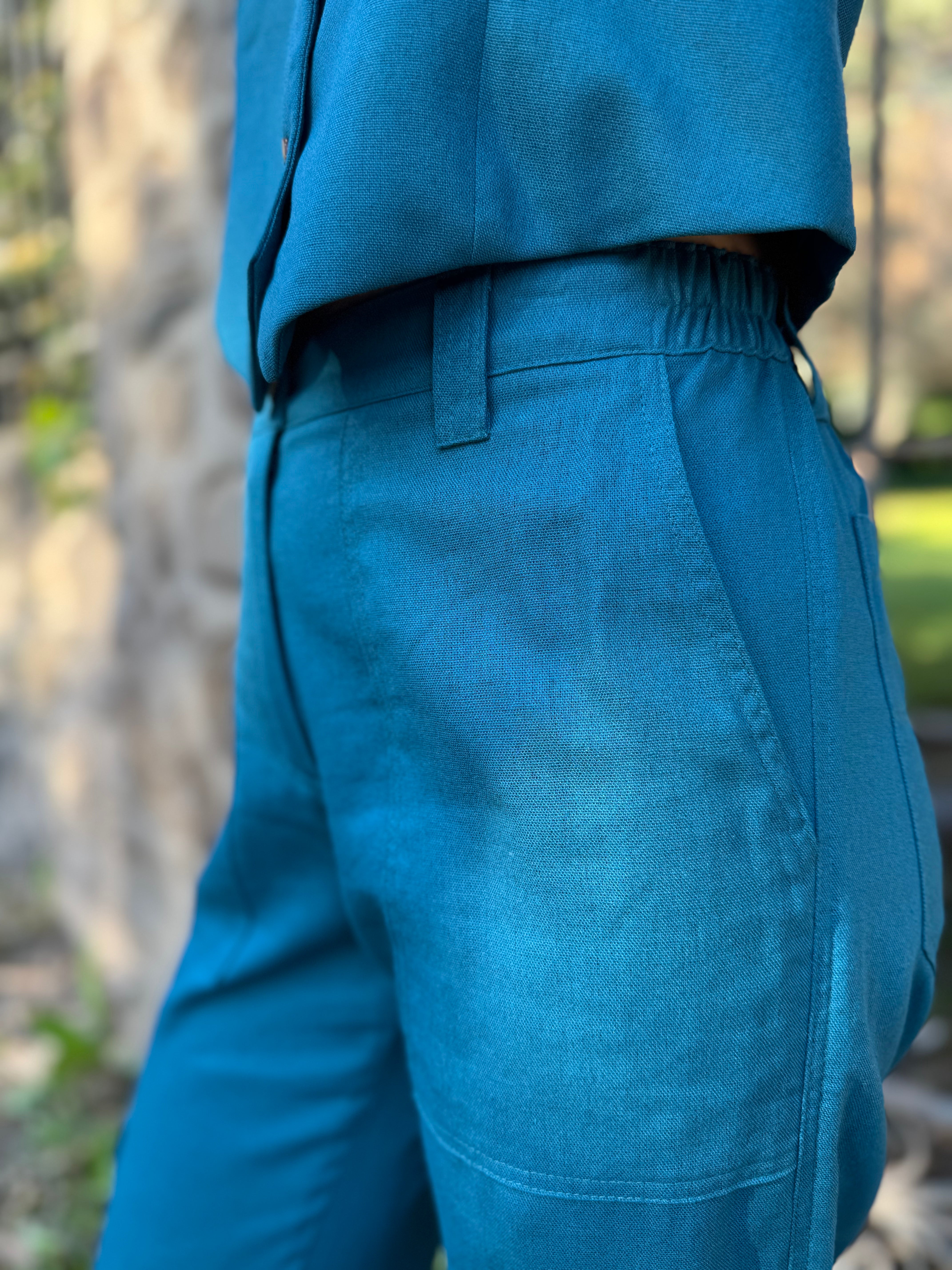 PANTALÓN LINO CARGO PETRÓLEO