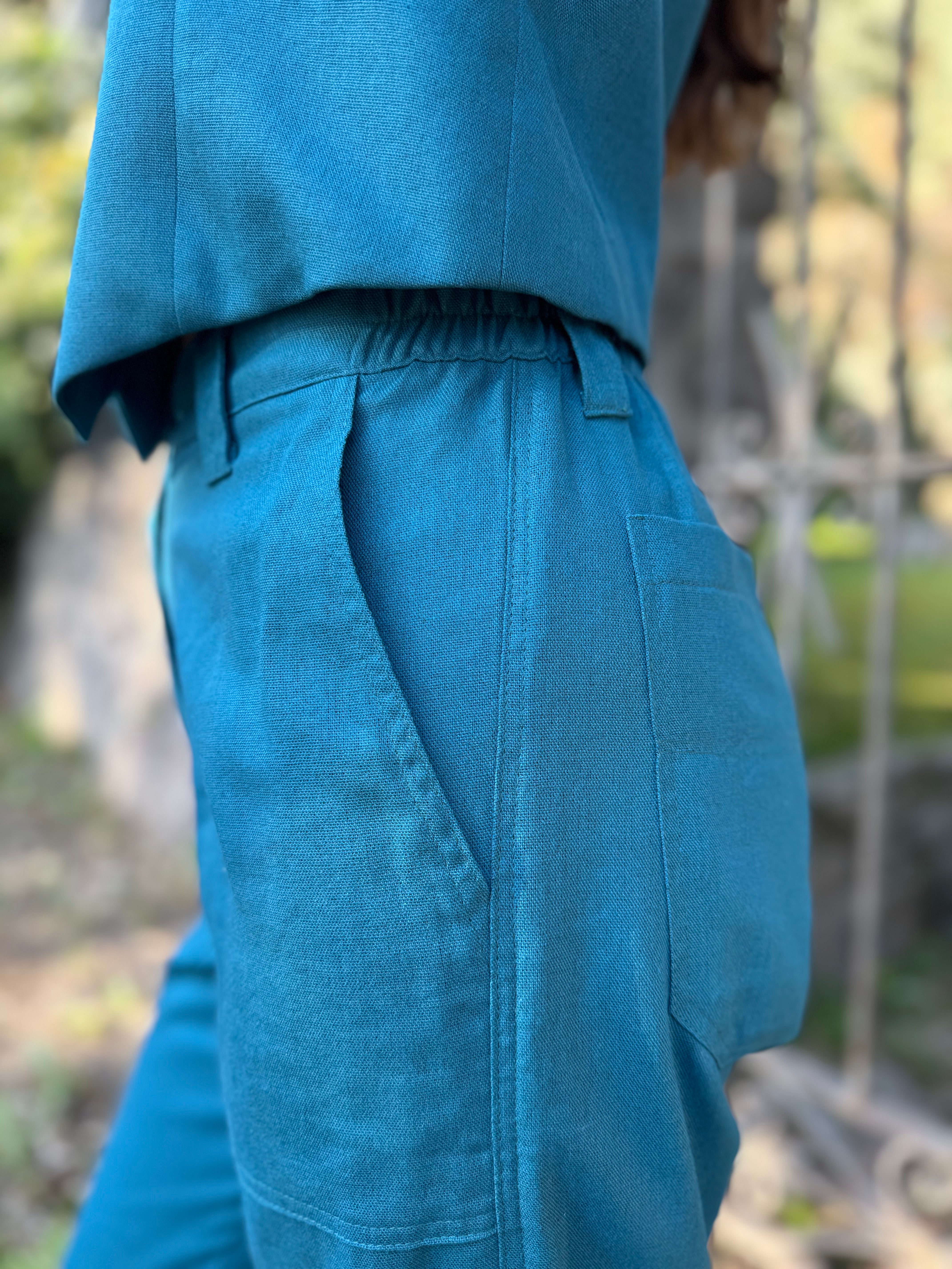 PANTALÓN LINO CARGO PETRÓLEO