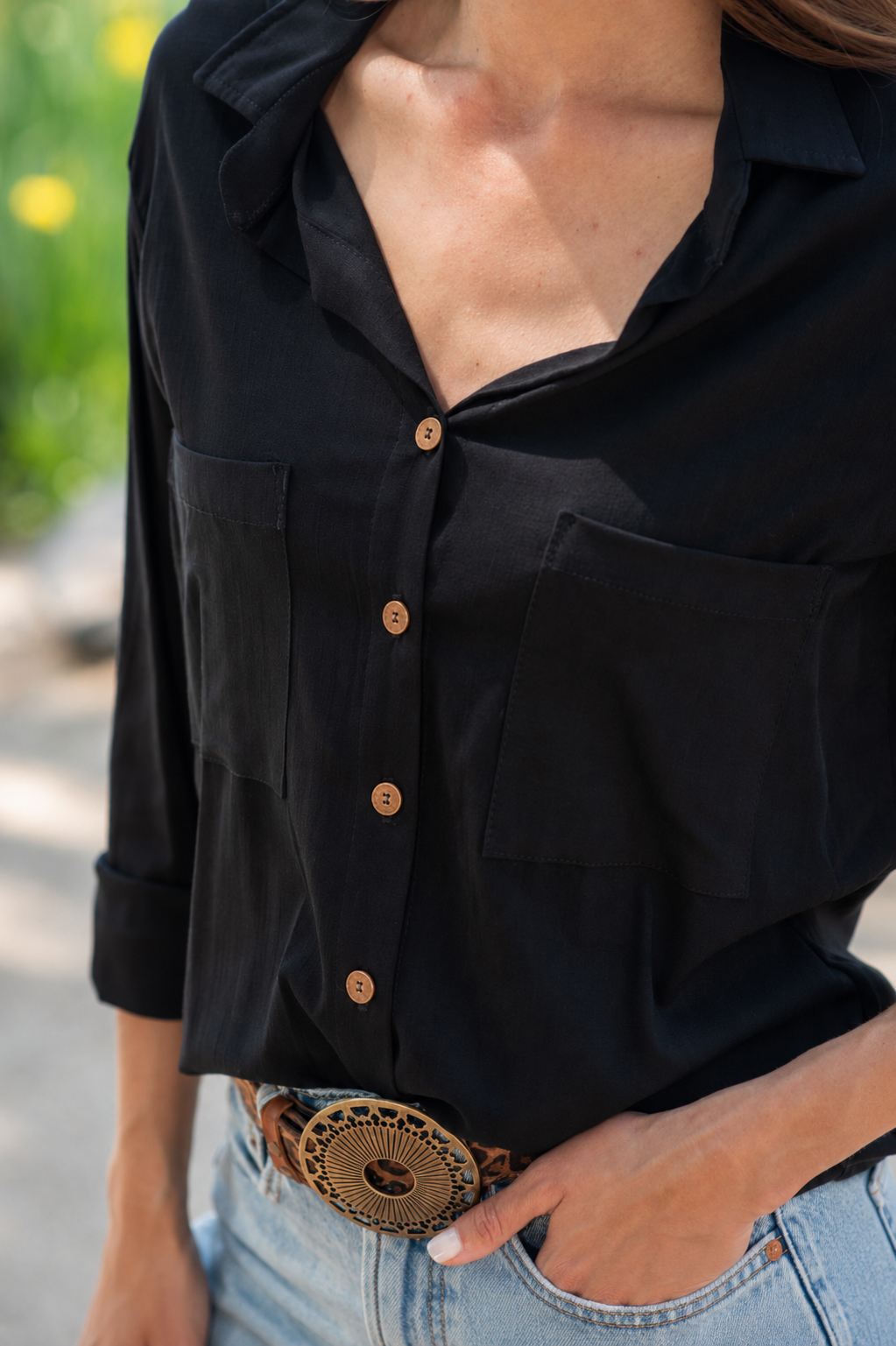 BLUSA BOLSILLO NEGRO