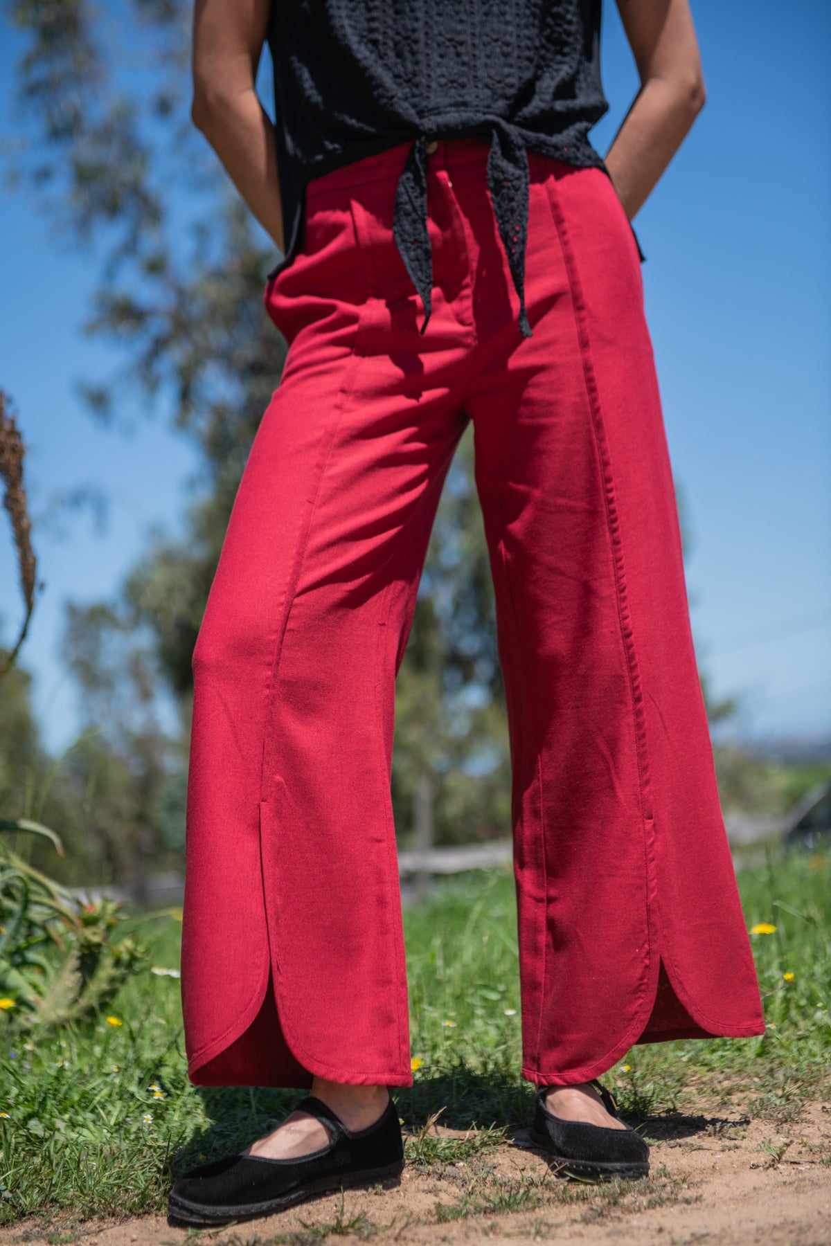 PANTALÓN LINO BEA ROJO ITALIANO