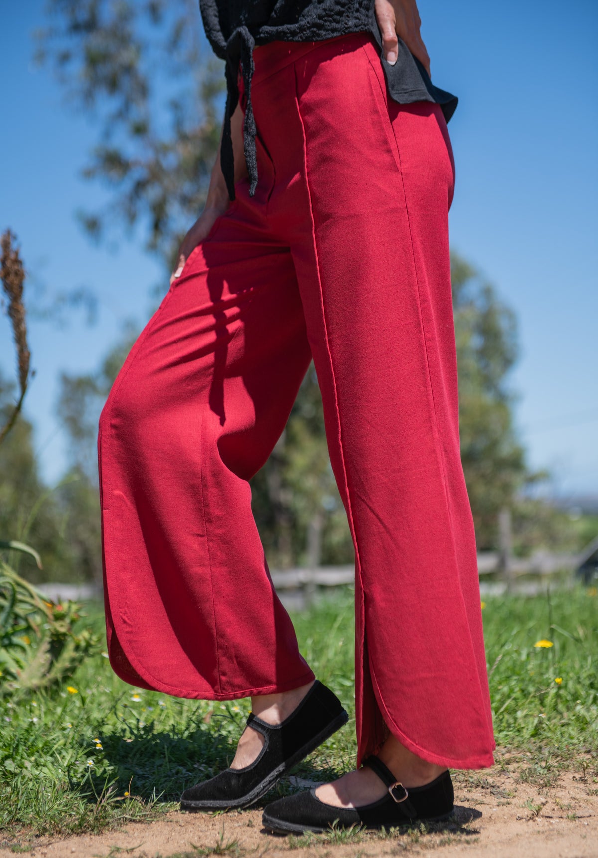 PANTALÓN LINO BEA ROJO ITALIANO