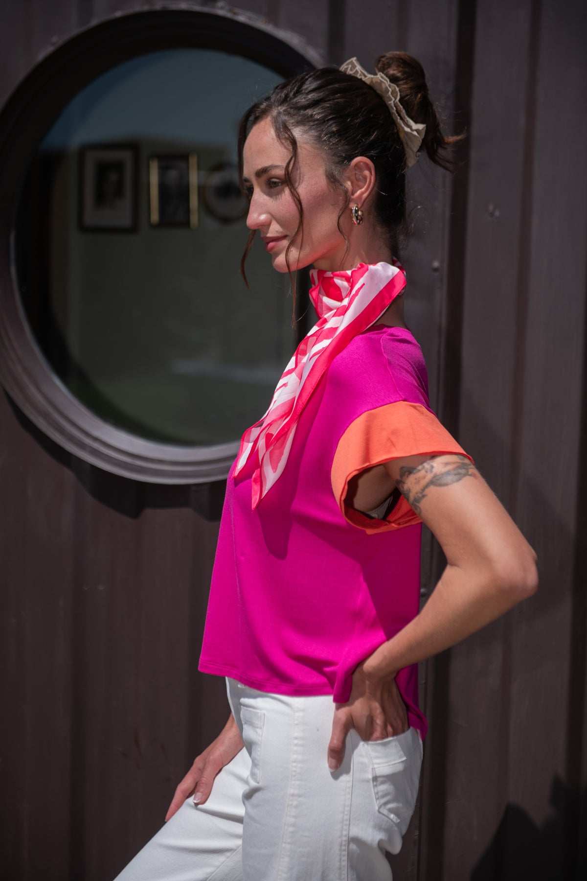 POLERA MANGA BICOLOR ALGODÓN