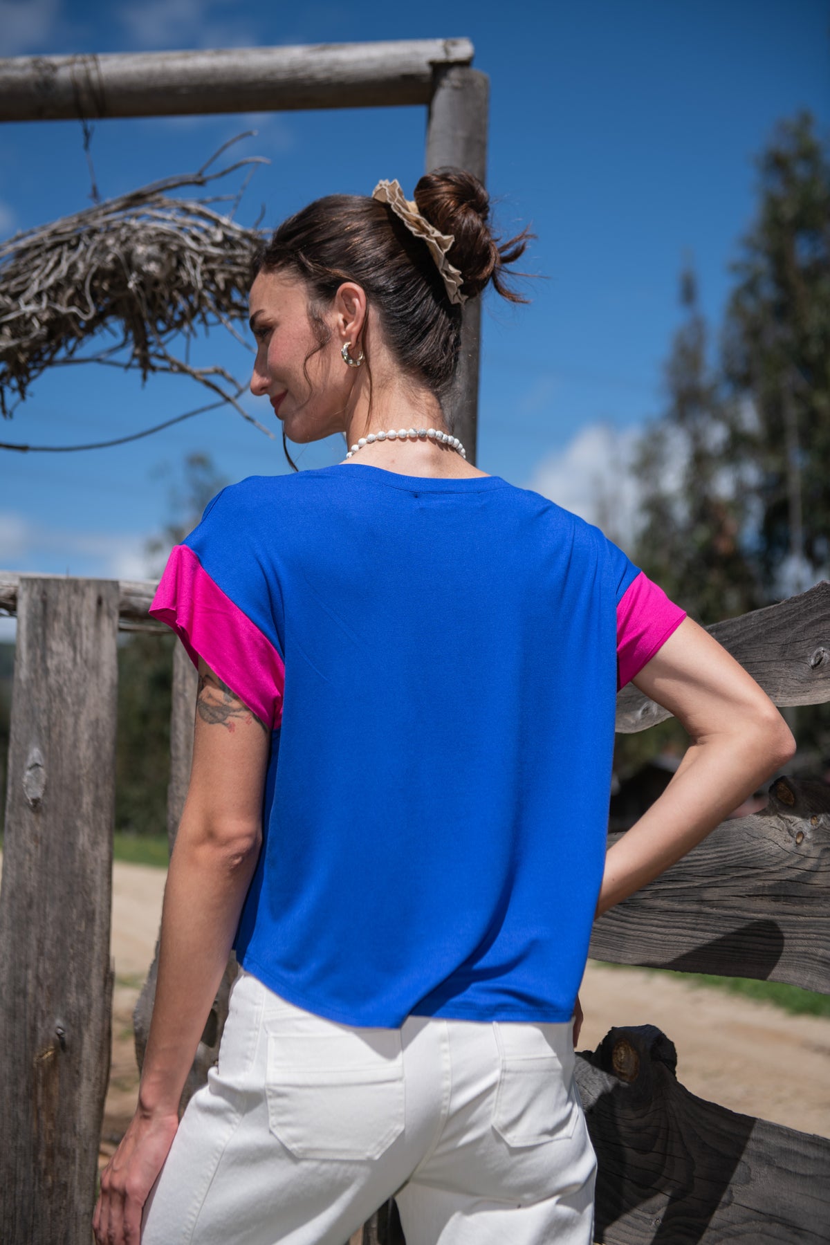 POLERA MANGA BICOLOR ALGODÓN