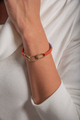 PULSERA MACRAME 3 ESLABON BRONCE NARANJO