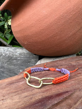 PULSERA MACRAME 3 ESLABON BRONCE NARANJO